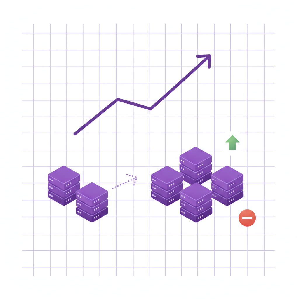 Auto-scaling managed hosting: servers multiply automatically during traffic spikes