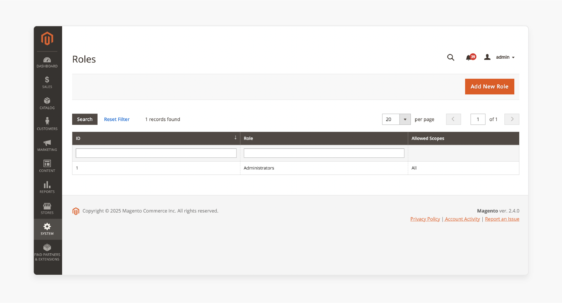 Go to user roles in admin panel