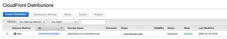 Custom distribution with Domain Name