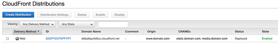 Custom distribution with CNAME