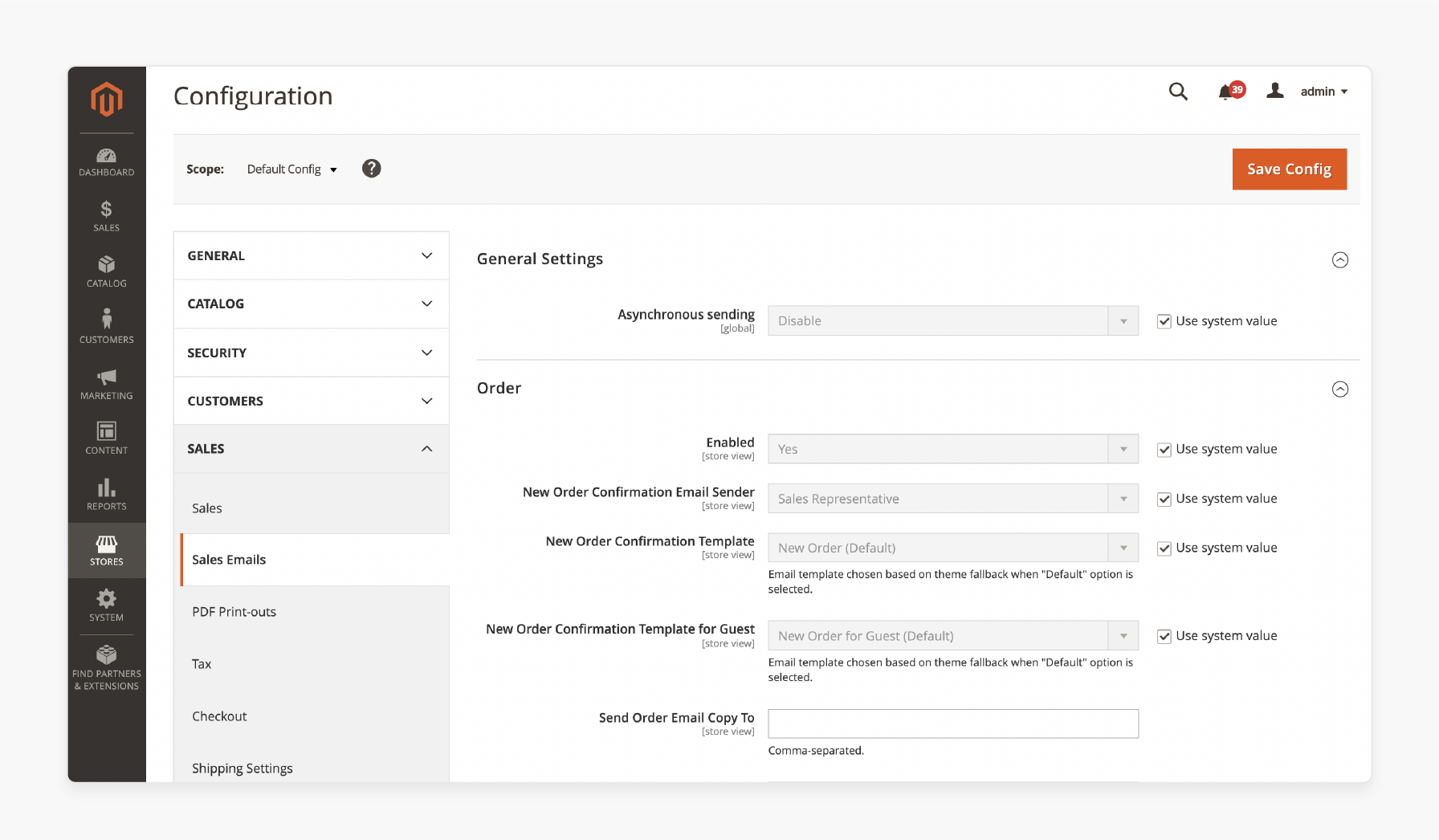order notification email configuration for timely updates in magento store management
