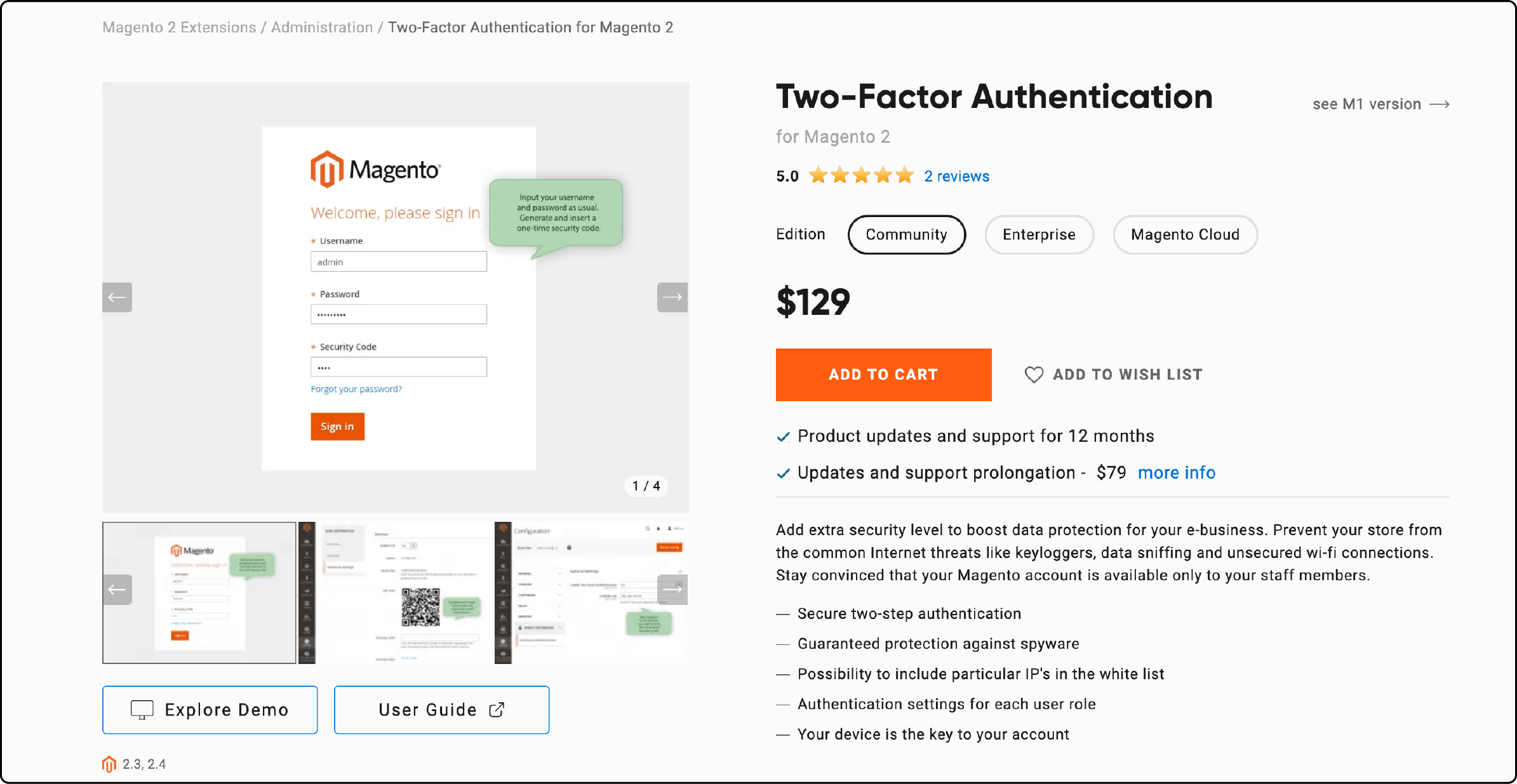 Two-Factor Authentication by Amasty for Magento 2 stores