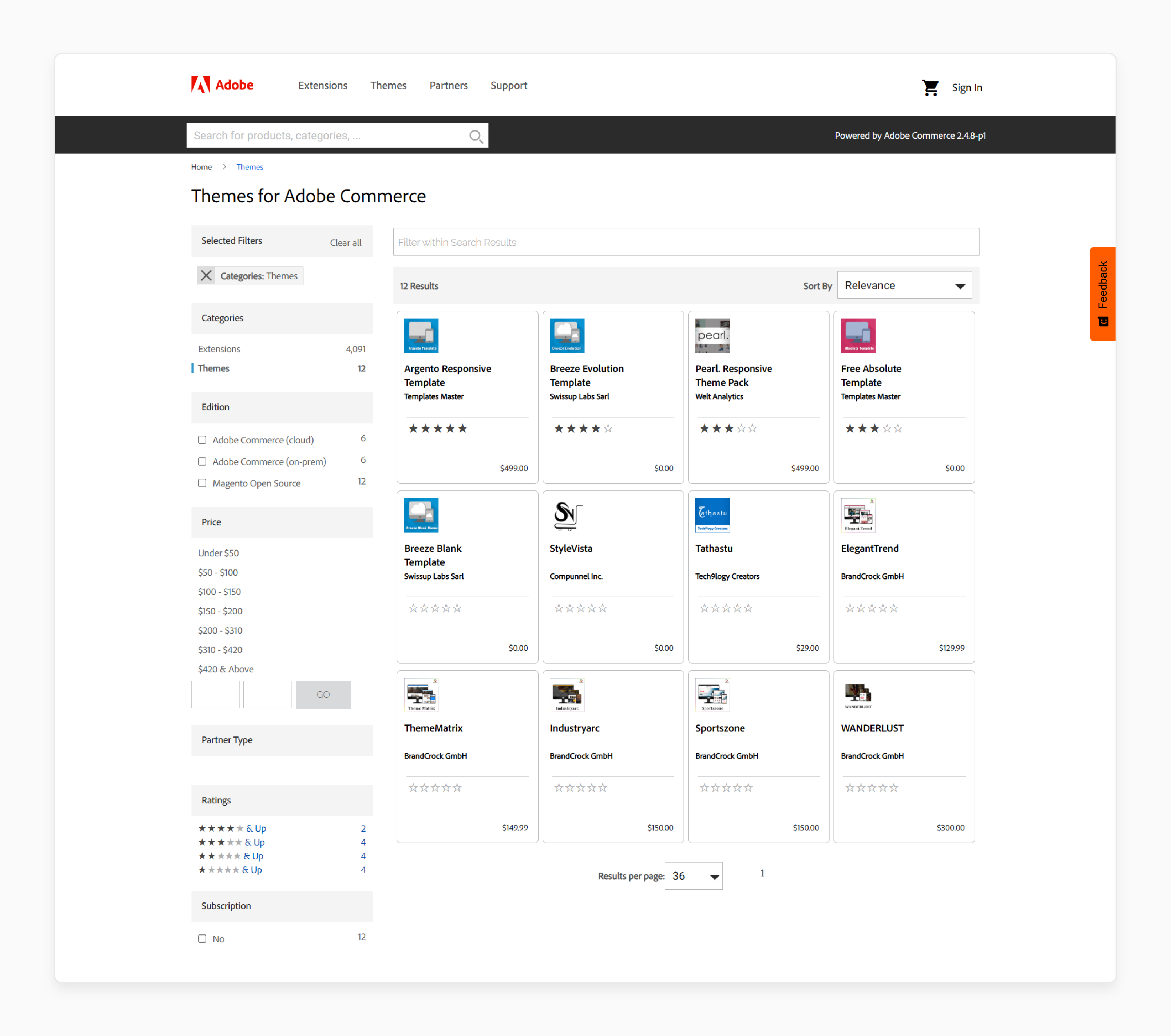 Magento Themes Page Reviewed