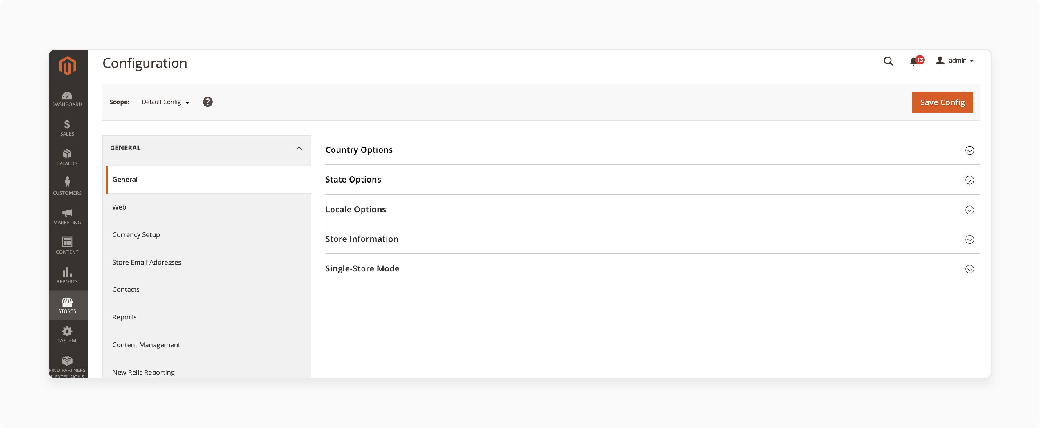 Store configuration fields in Magento