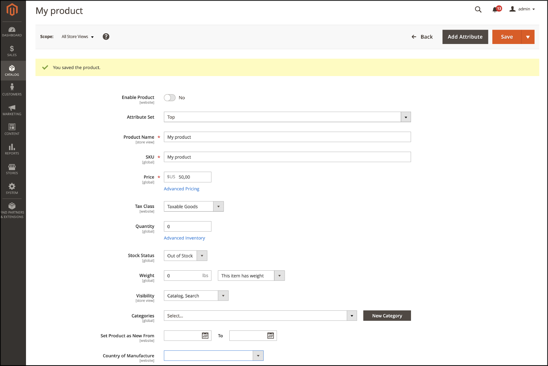 Complete the Basic Settings -Configurable product in Magento 2