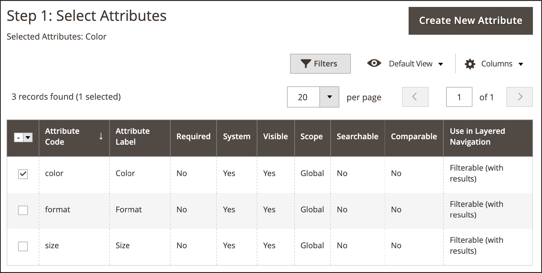 Select the Attributes -Configurable product in Magento 2