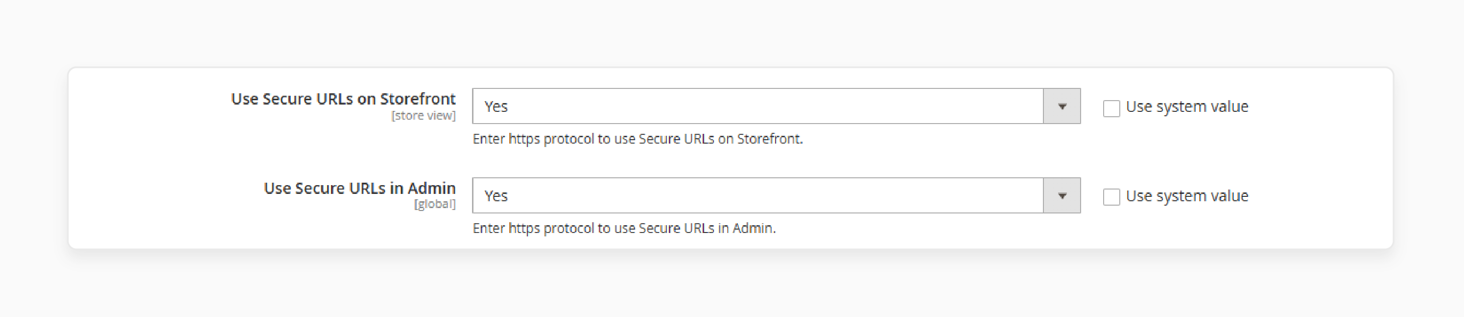 navigate to web settings under general tab to configure magento 2 ssl