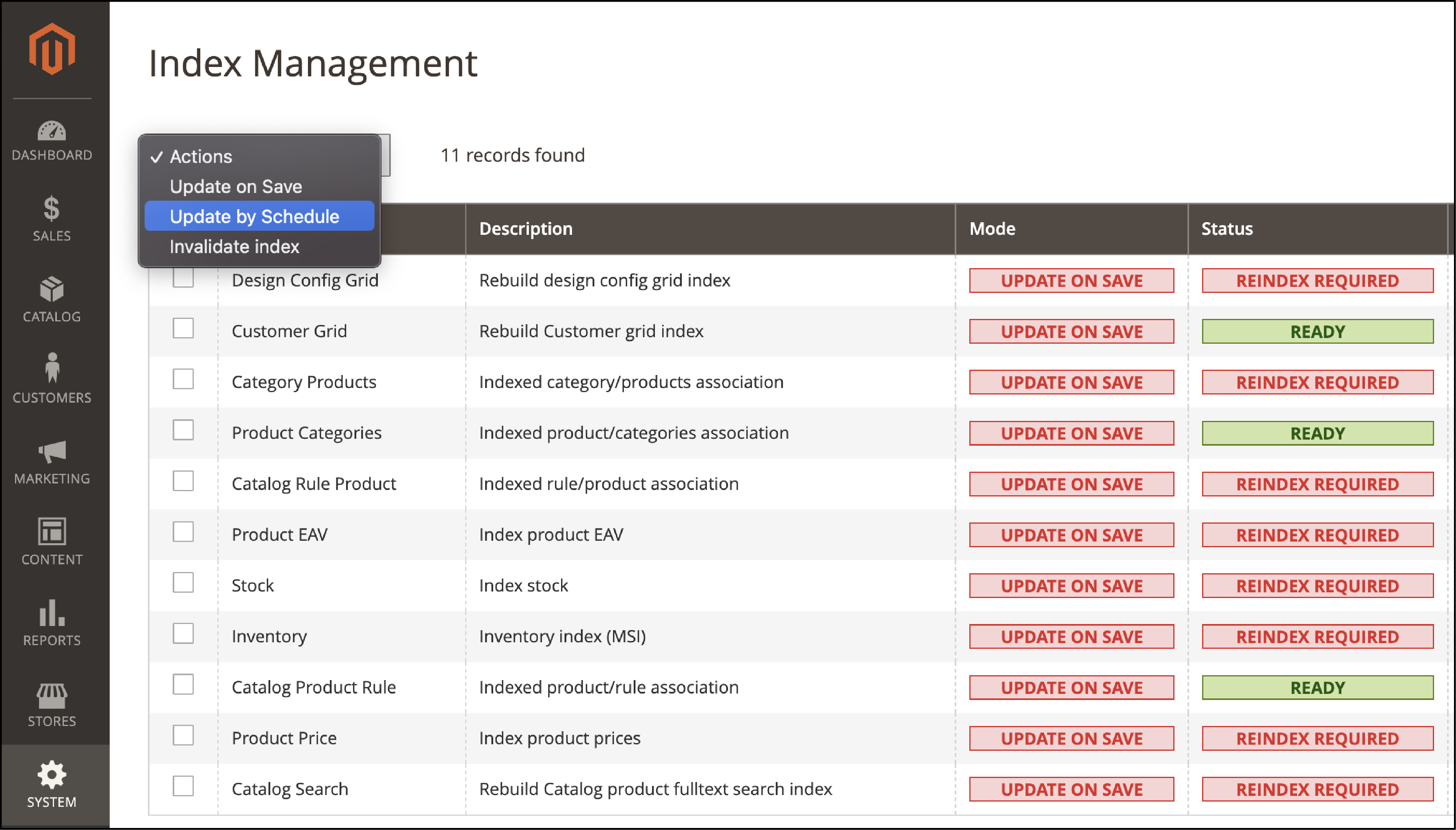 Keep Updating the Indexers -Magento speed optimization