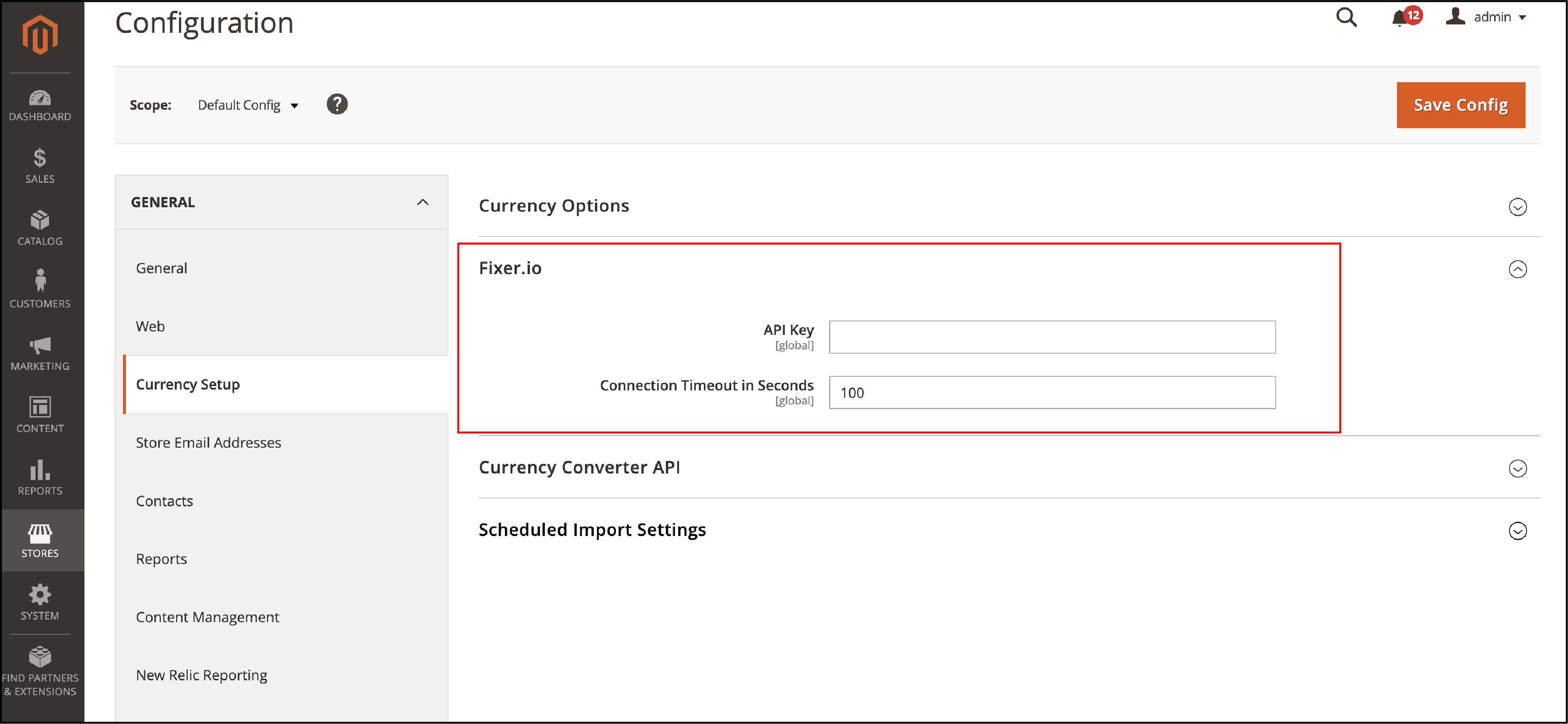 Configure Import Connection for Magento 2 Currency