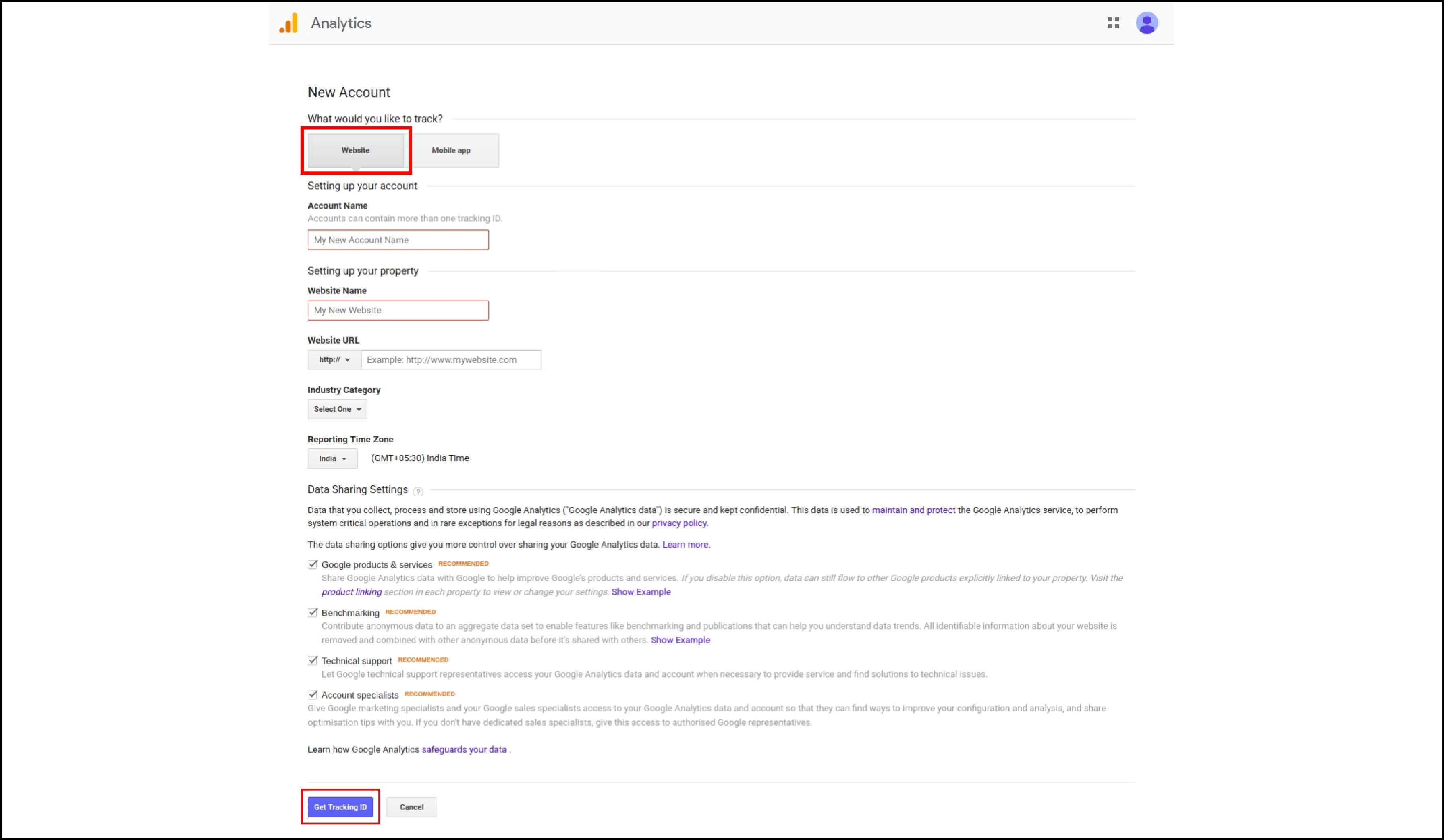 Create a Google Analytics Account