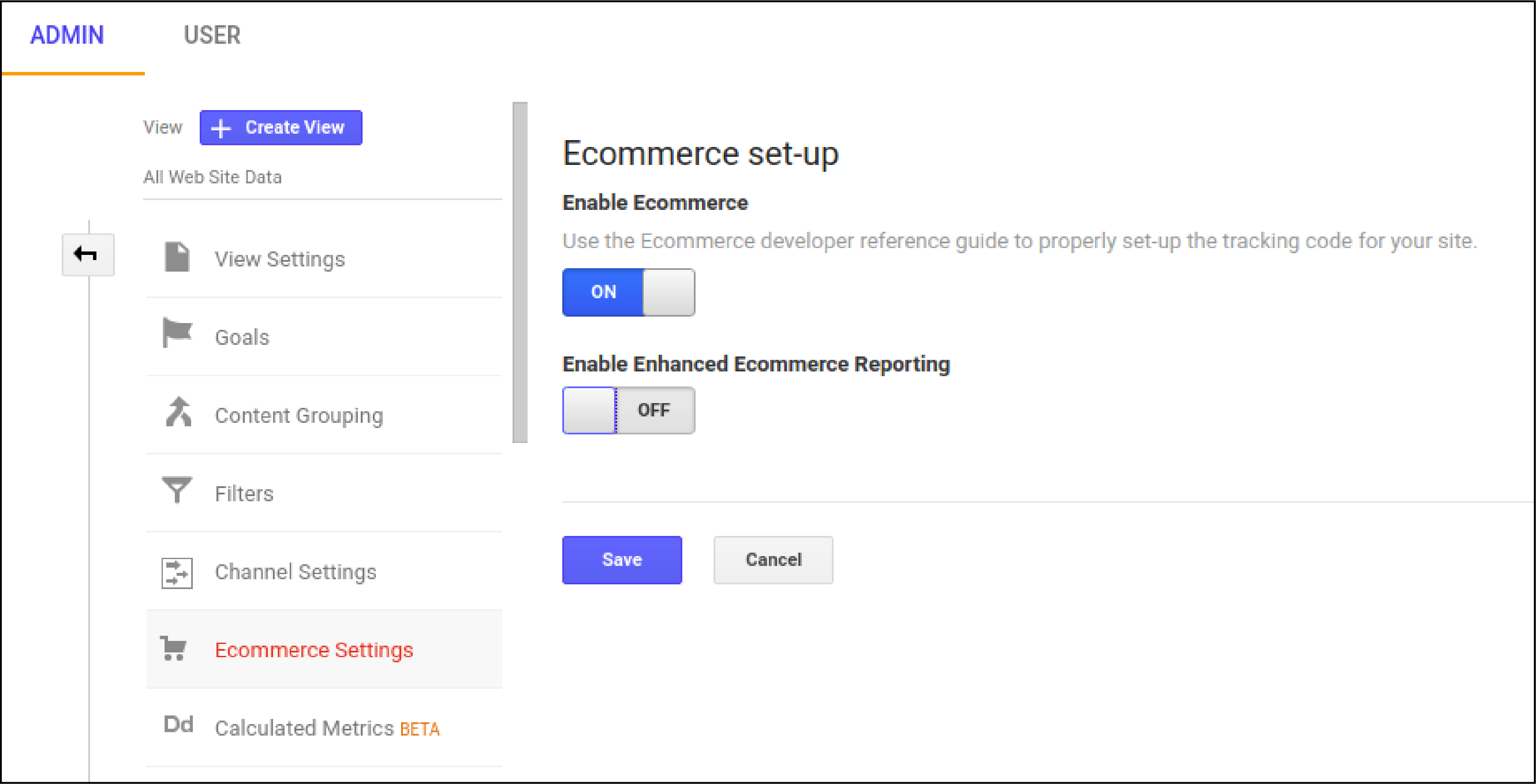 Enable Ecommerce Tracking for Google Analytics