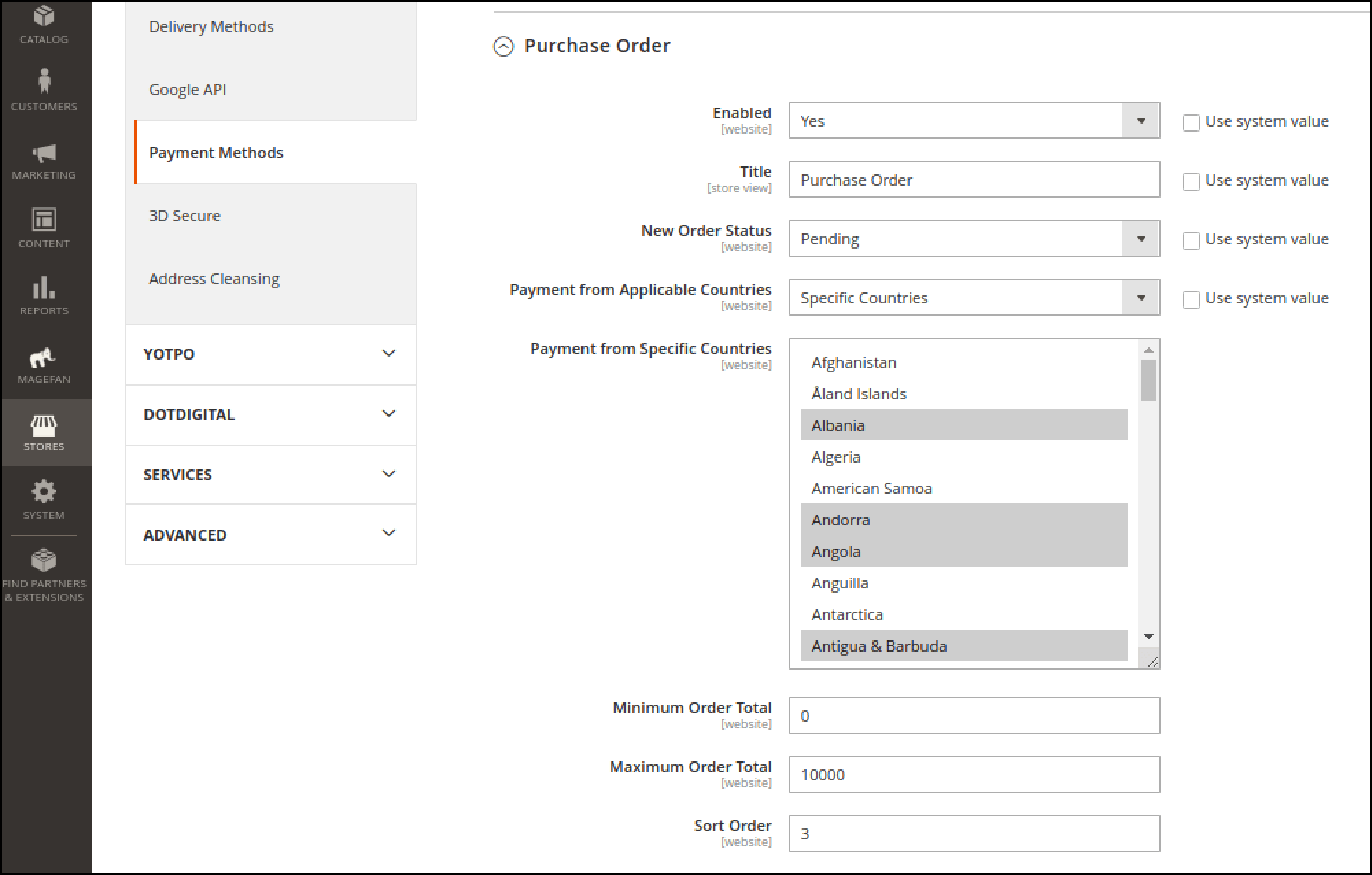 Configure Magento 2 Payment Methods -Purchase Order