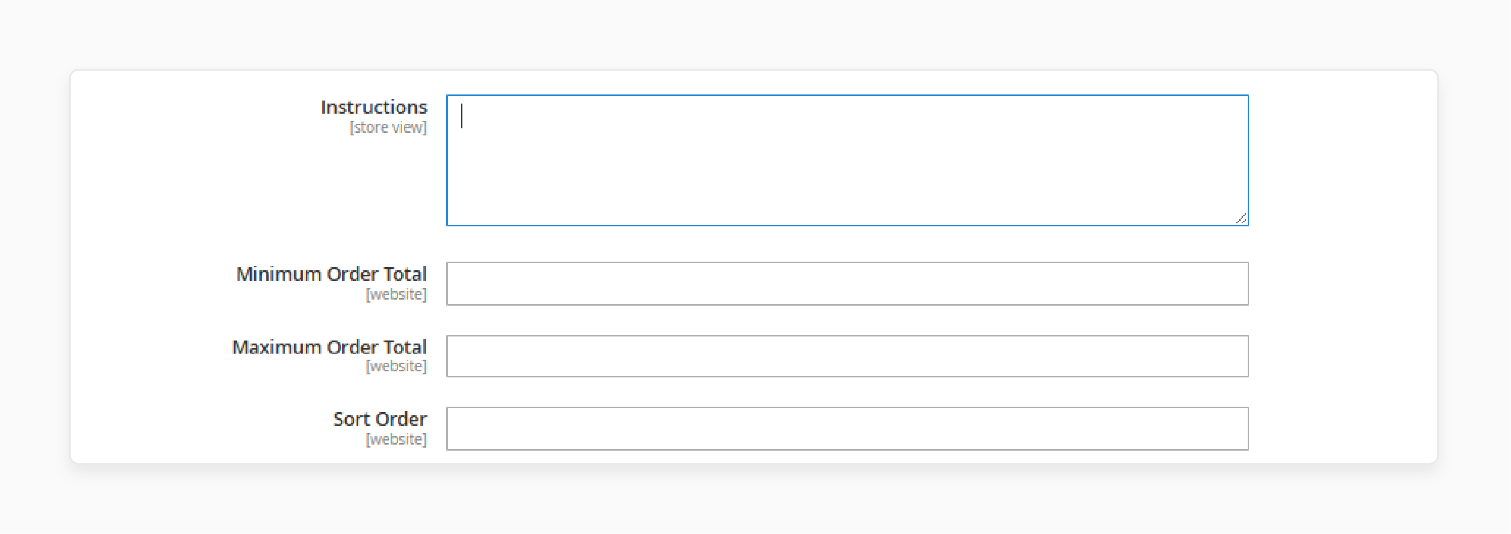Instruction Field for Set Up Magento 2 Payment Methods