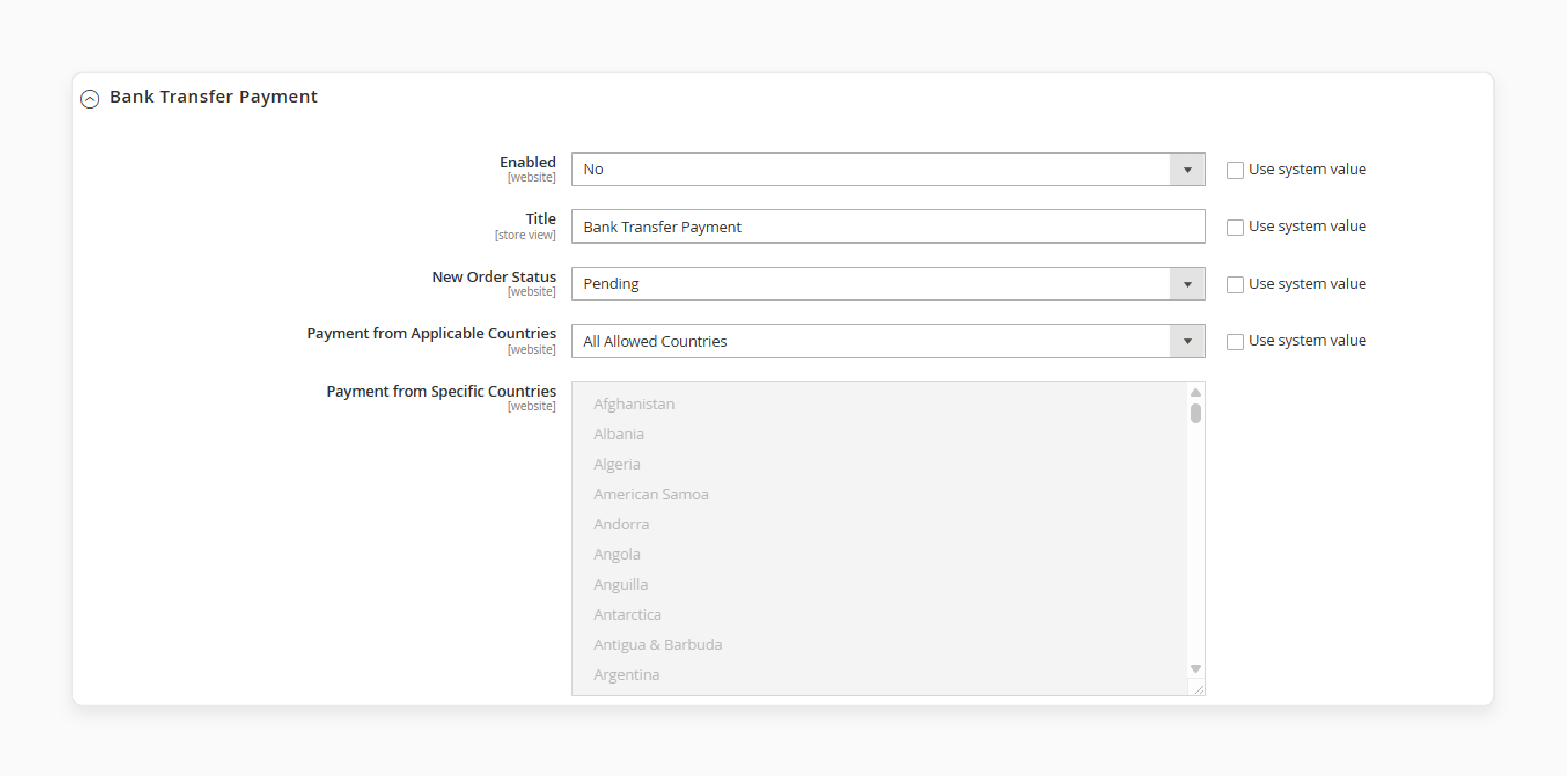 Bank Transfer Magento 2 Payment Method