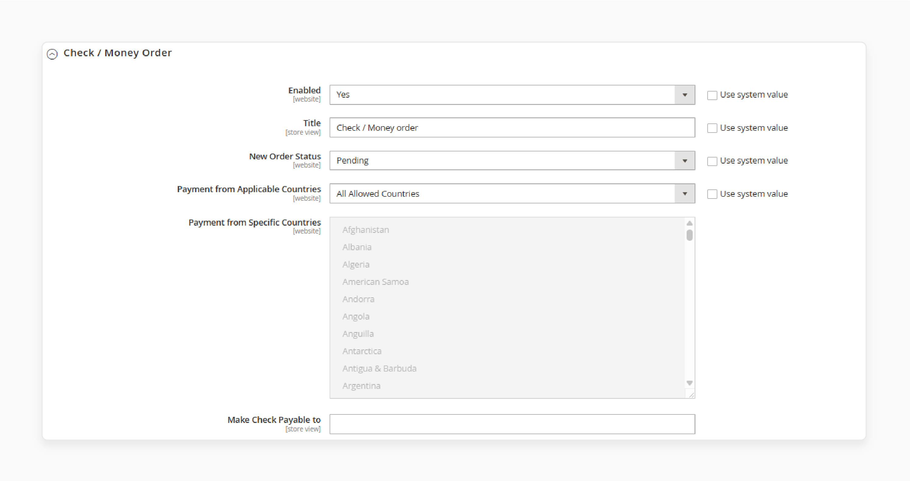 Check/Money Order Set Up Magento 2 Payment Method