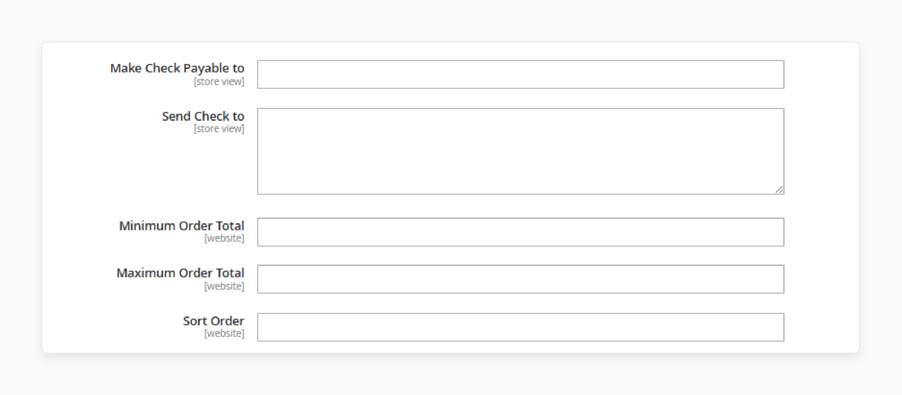 Check Payable Field in Set Up of Magento 2 Payment Method