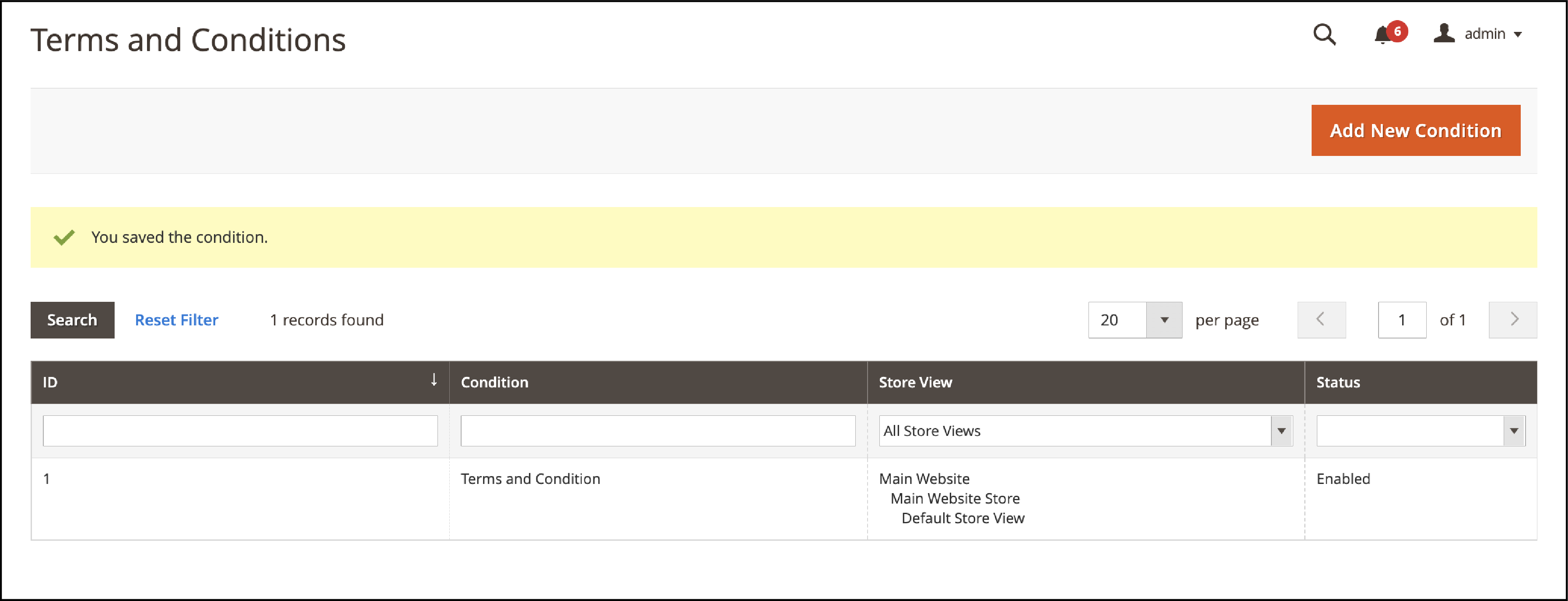 Magento 2 Enable Terms and Conditions