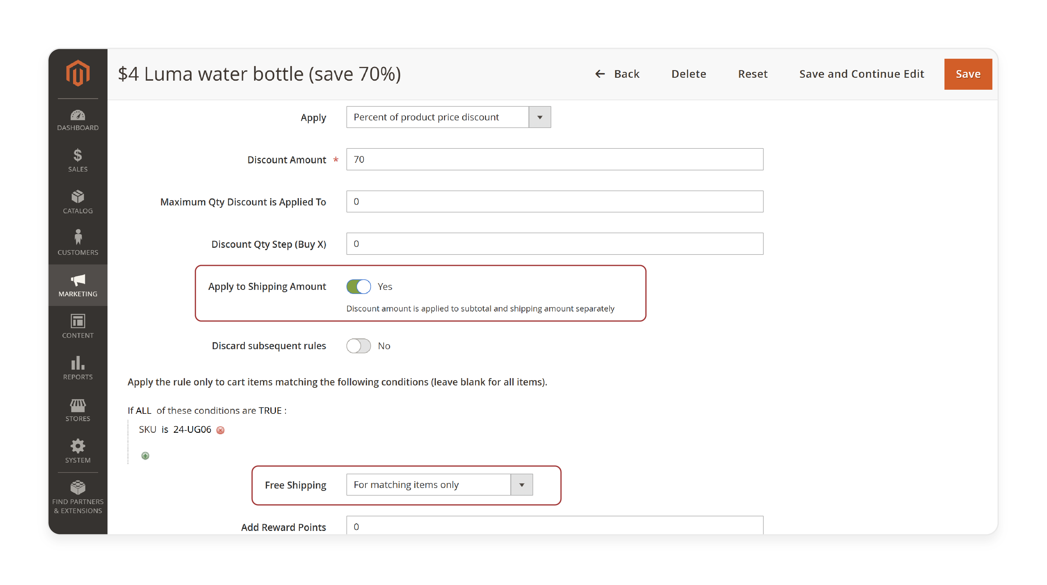Magento 2 Free Shipping Promotion Setting with Shopping Cart Rule