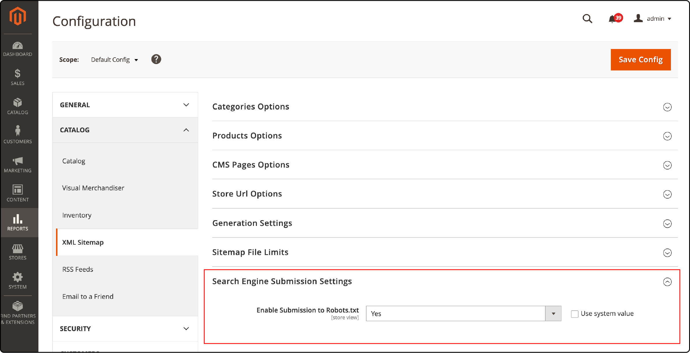 Search Engine Submission Settings for sitemap in Magento 2 Robots.txt