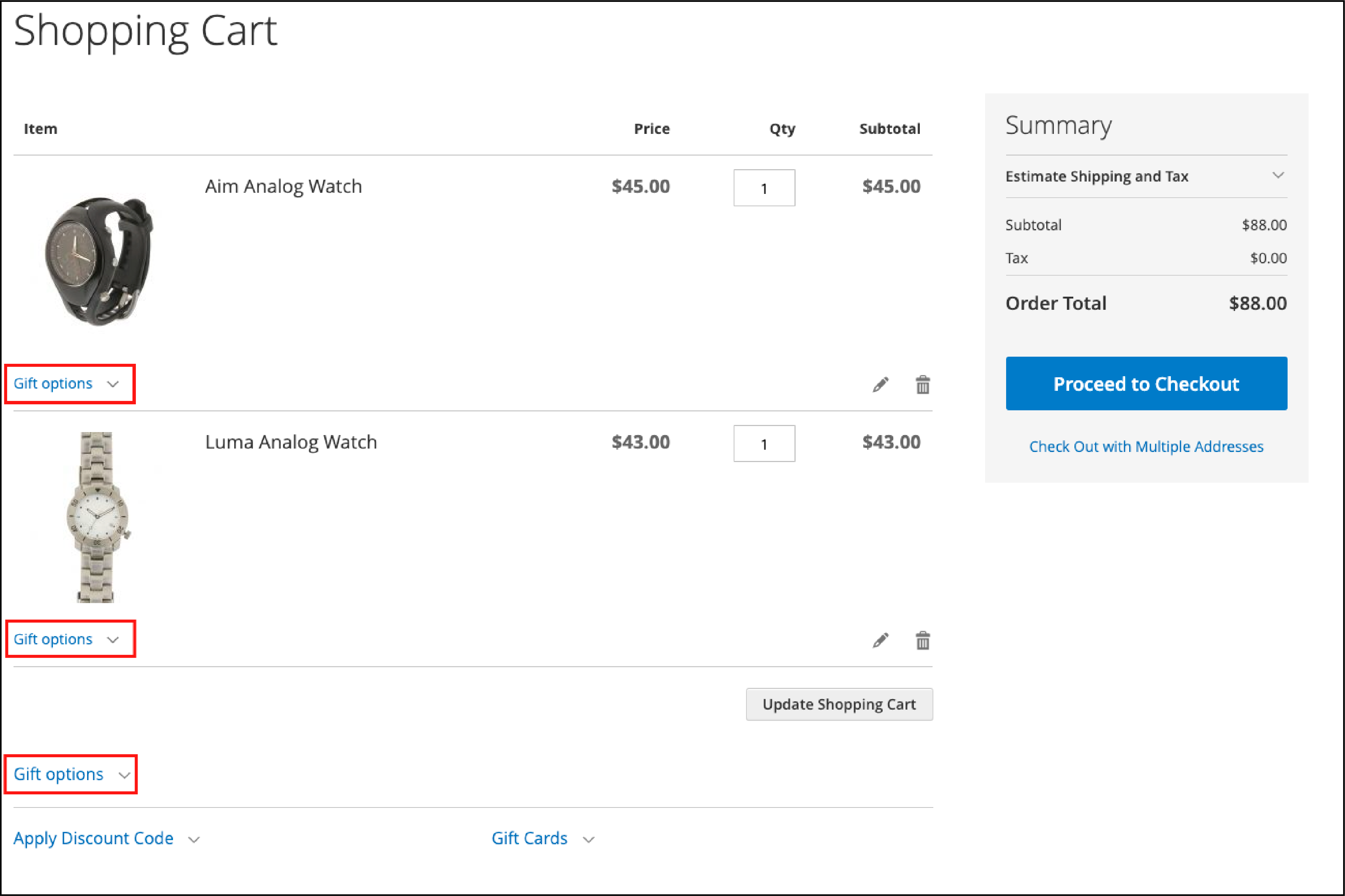 Configure the Gift Options for Magento Cart-How to configure Magento 2 shopping cart