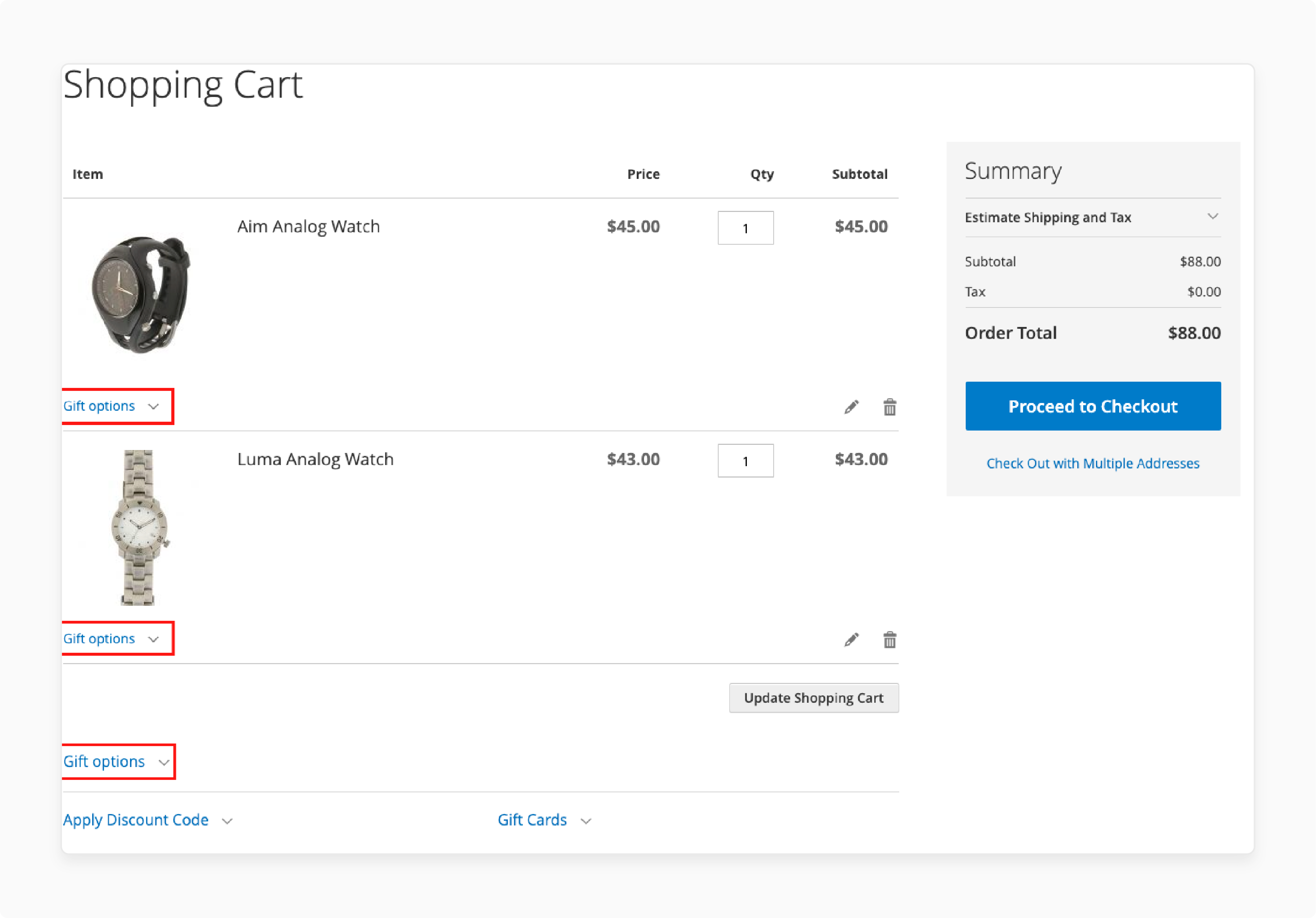 Step 4-Enable Gift Options