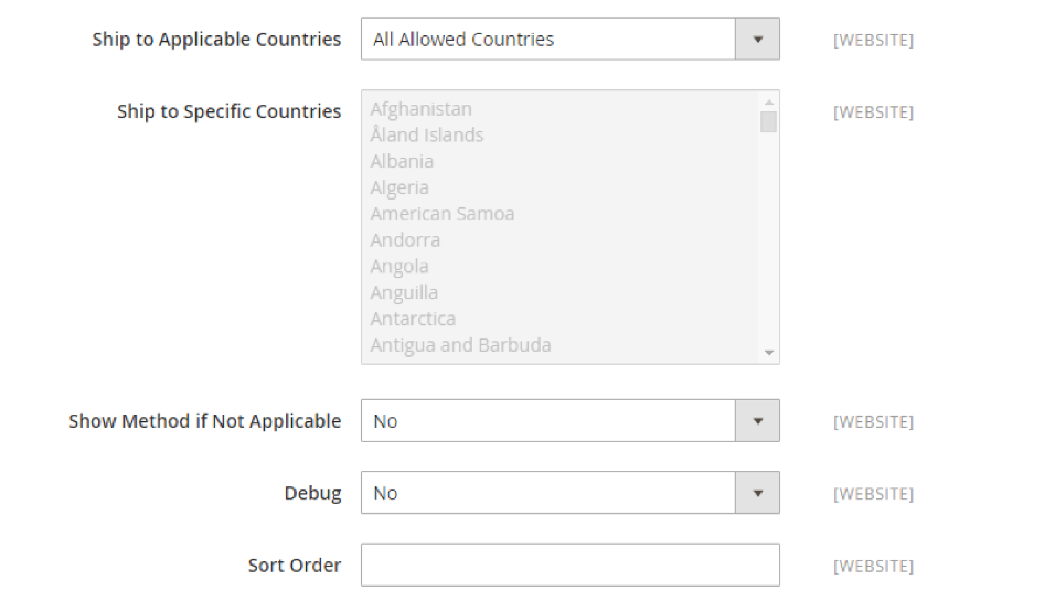 A screenshot of Setting up DHL Allowed Methods and other settings in Magento 2