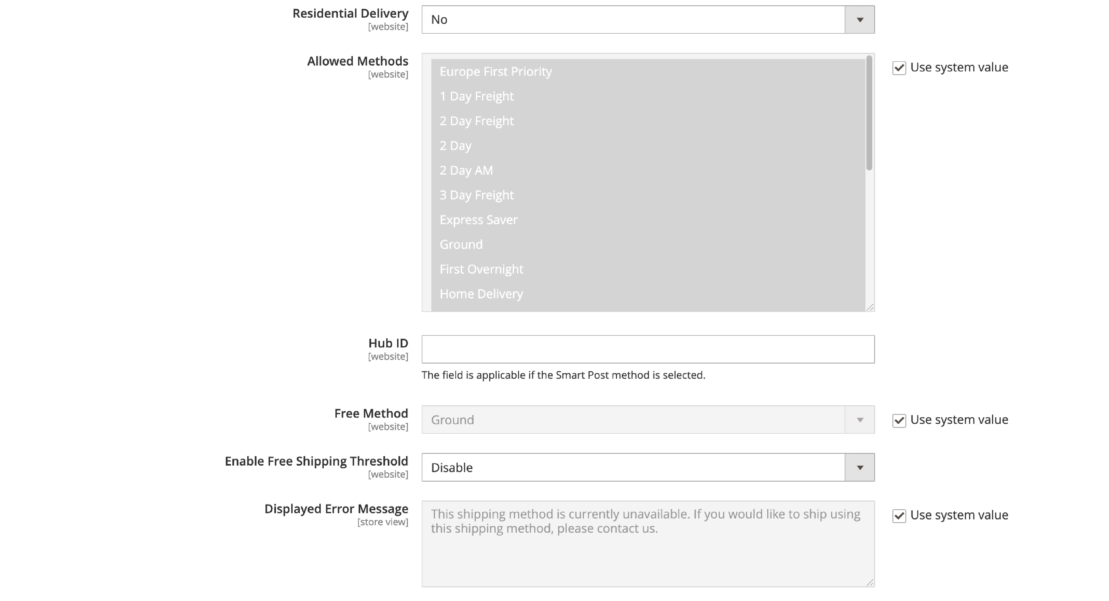 A screenshot of Choosing FedEx Delivery Methods in Magento 2