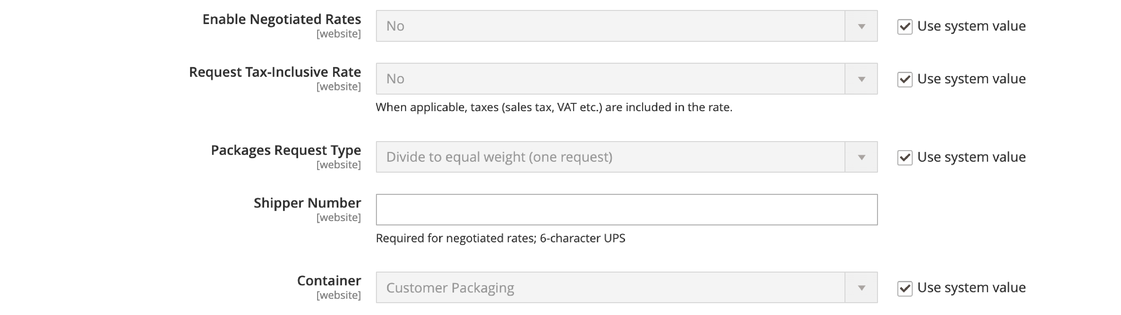 A screenshot of Setting up UPS Package Information in Magento 2