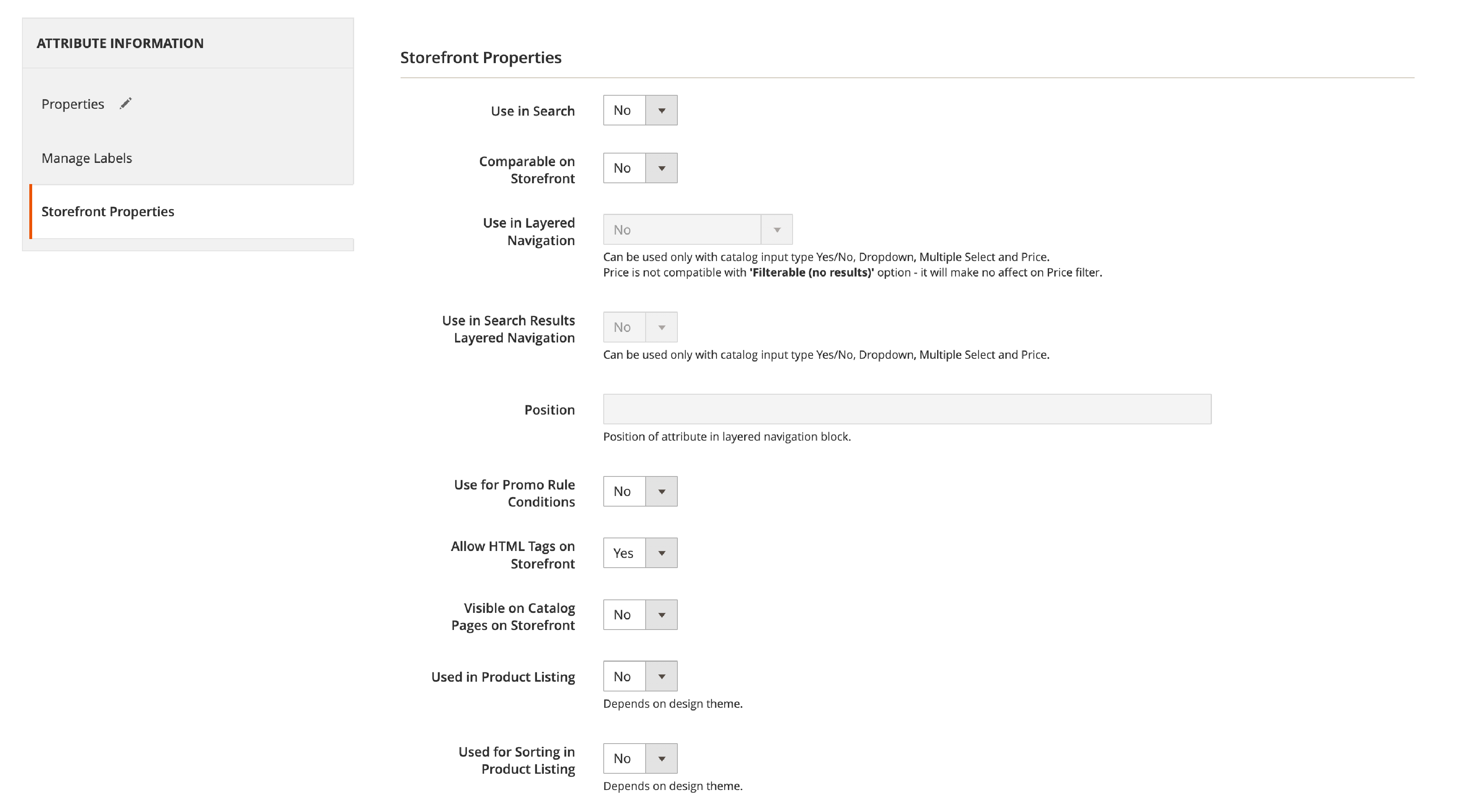 Configuring Storefront Properties for Attributes