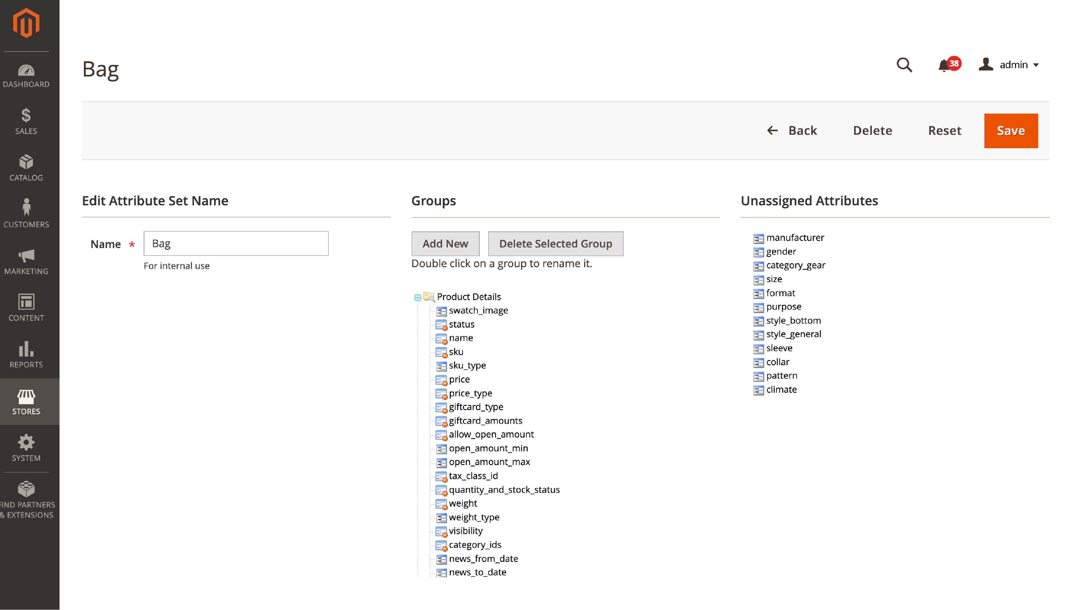 Organizing Attributes in Sets