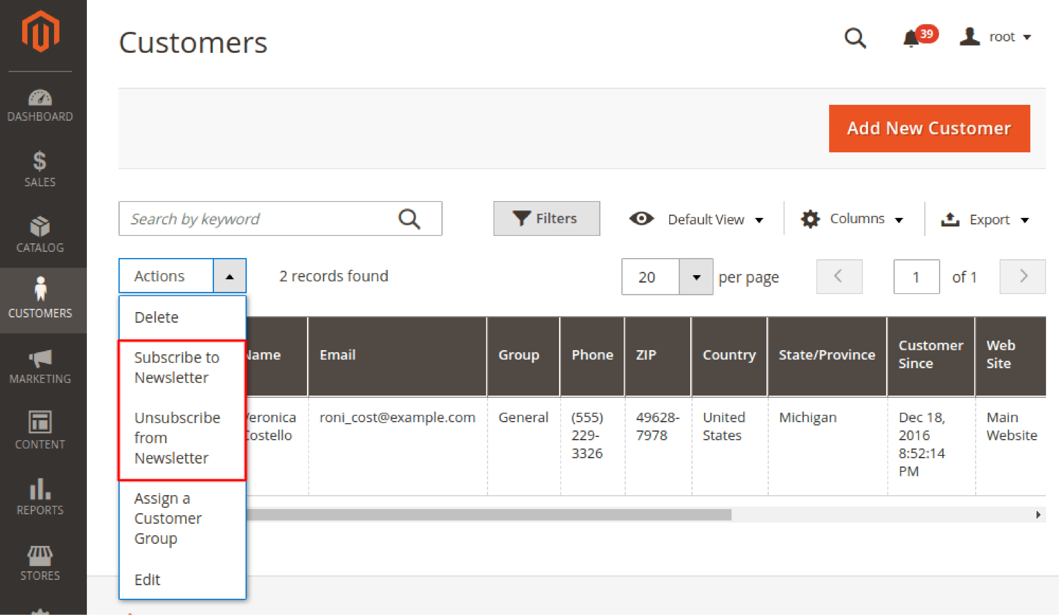 Viewing and Editing Subscriber Information in Magento 2