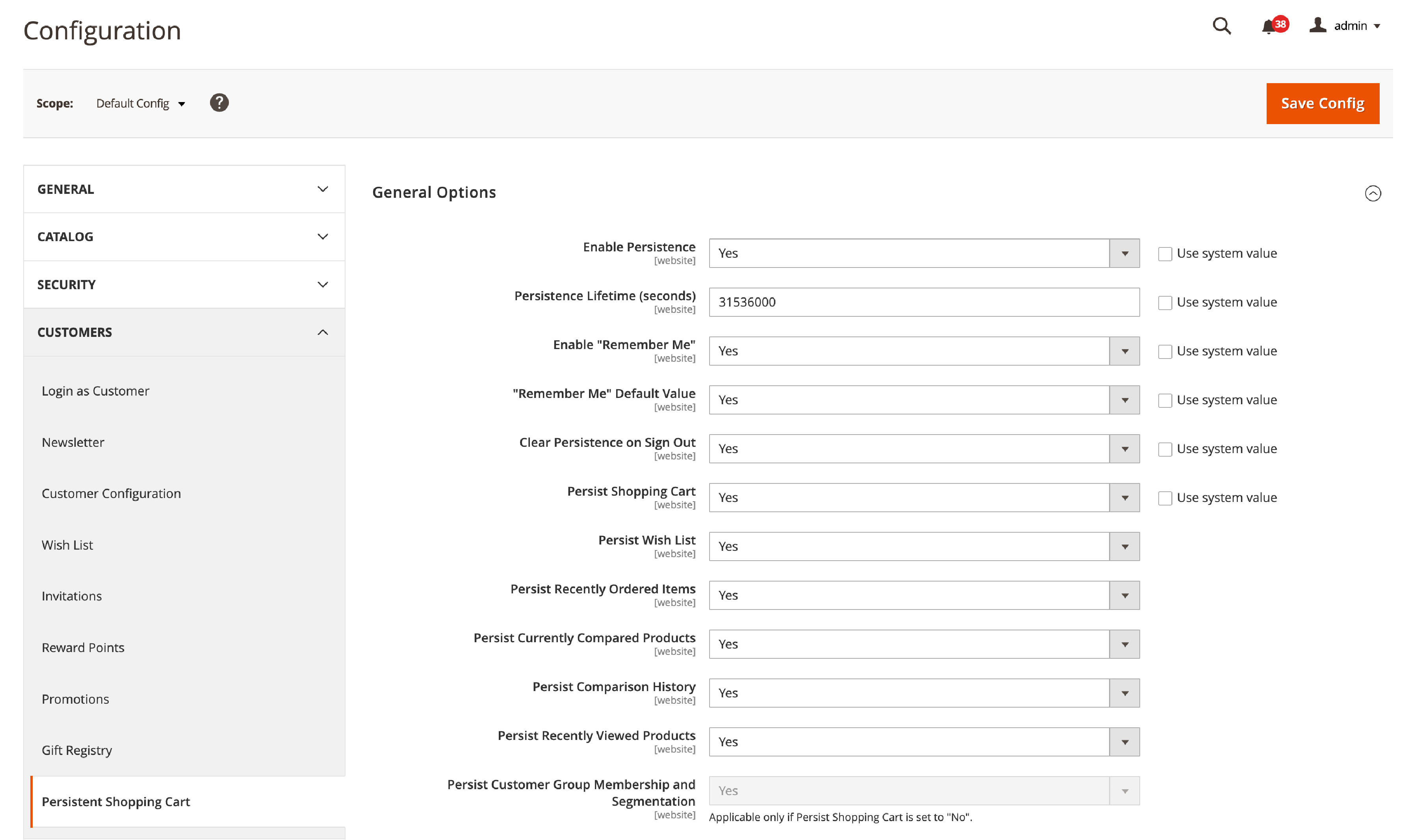 Enabling Magento 2 Persistent Shopping Cart feature