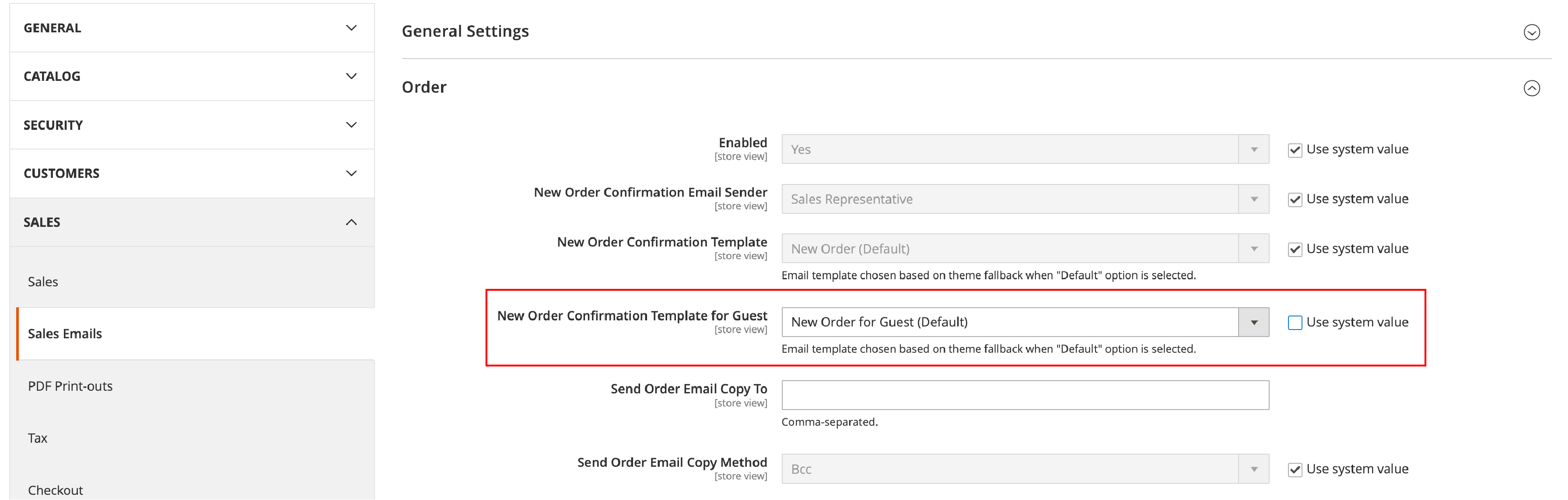 Assigning Magento Email Templates Screenshot
