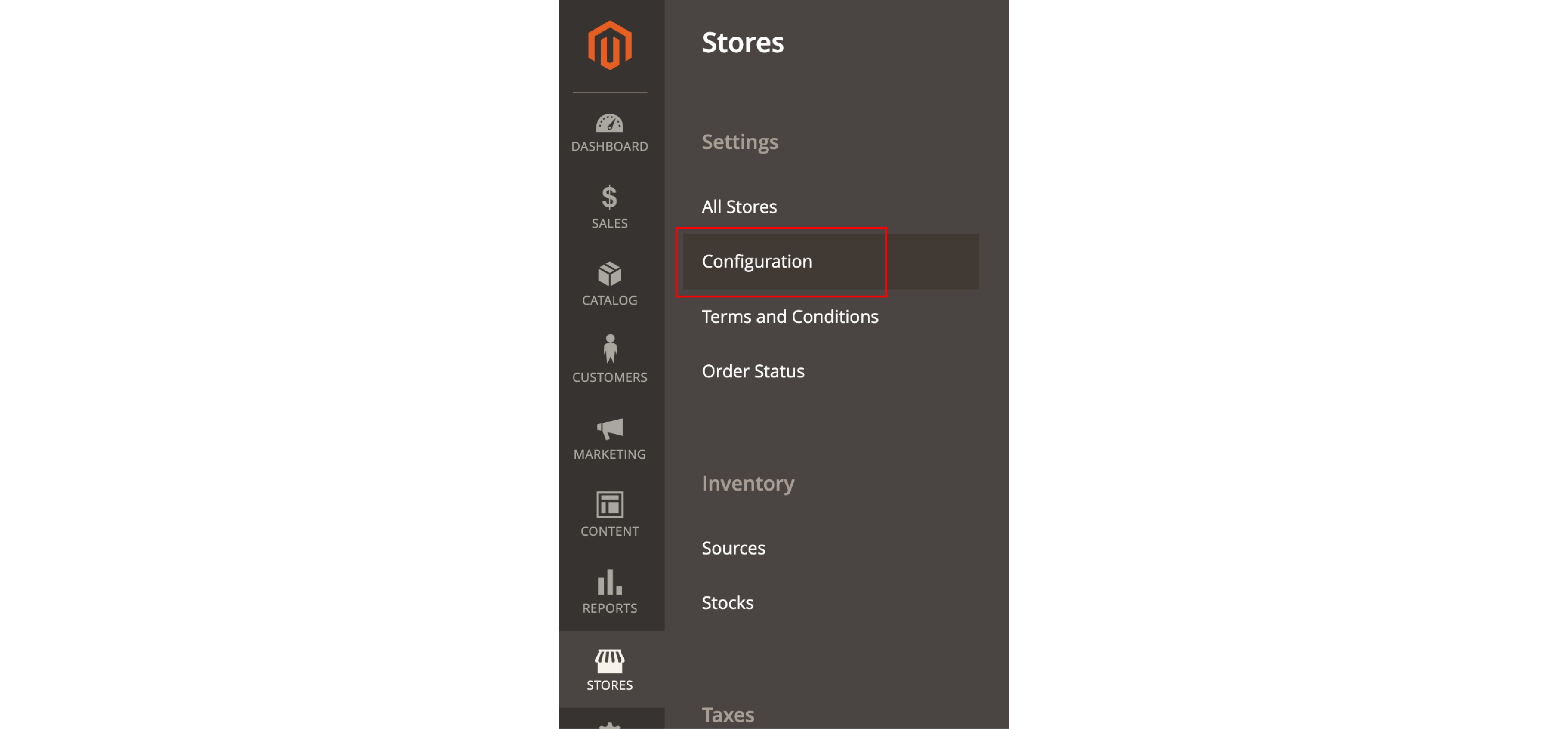 Navigating to Stores Settings in Magento 2 Admin Panel