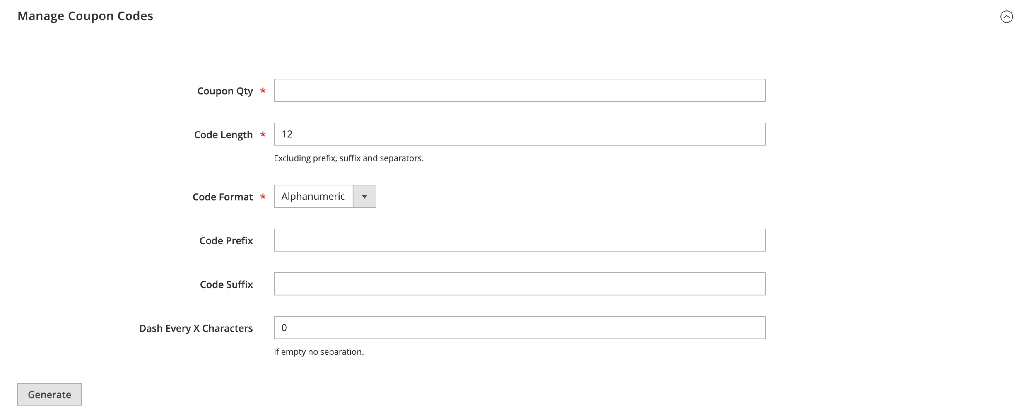 Magento 2 Managing Bulk Coupon Codes