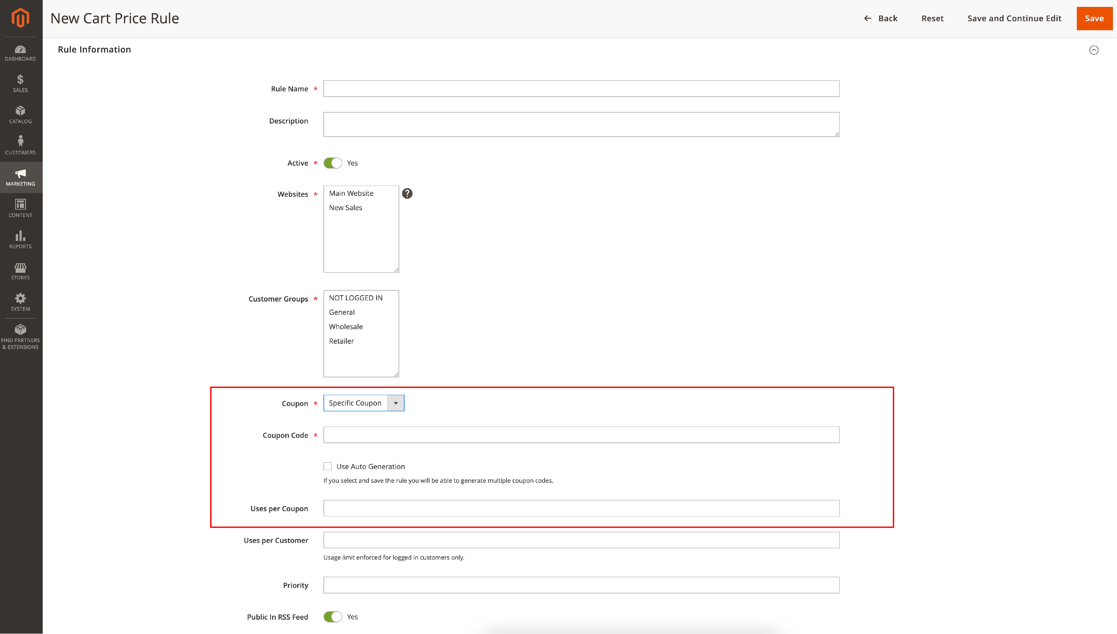Magento 2 Specific Coupon Code Rule Information