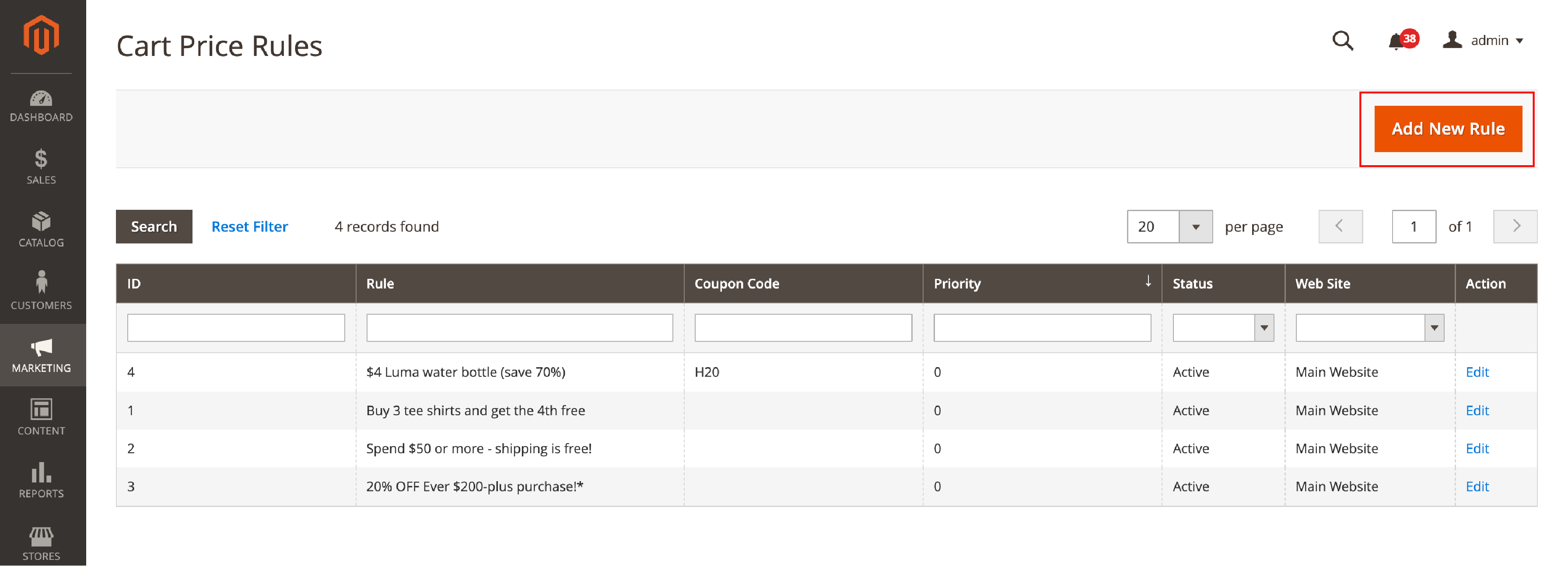 Magento 2 Cart Price Rules Navigation