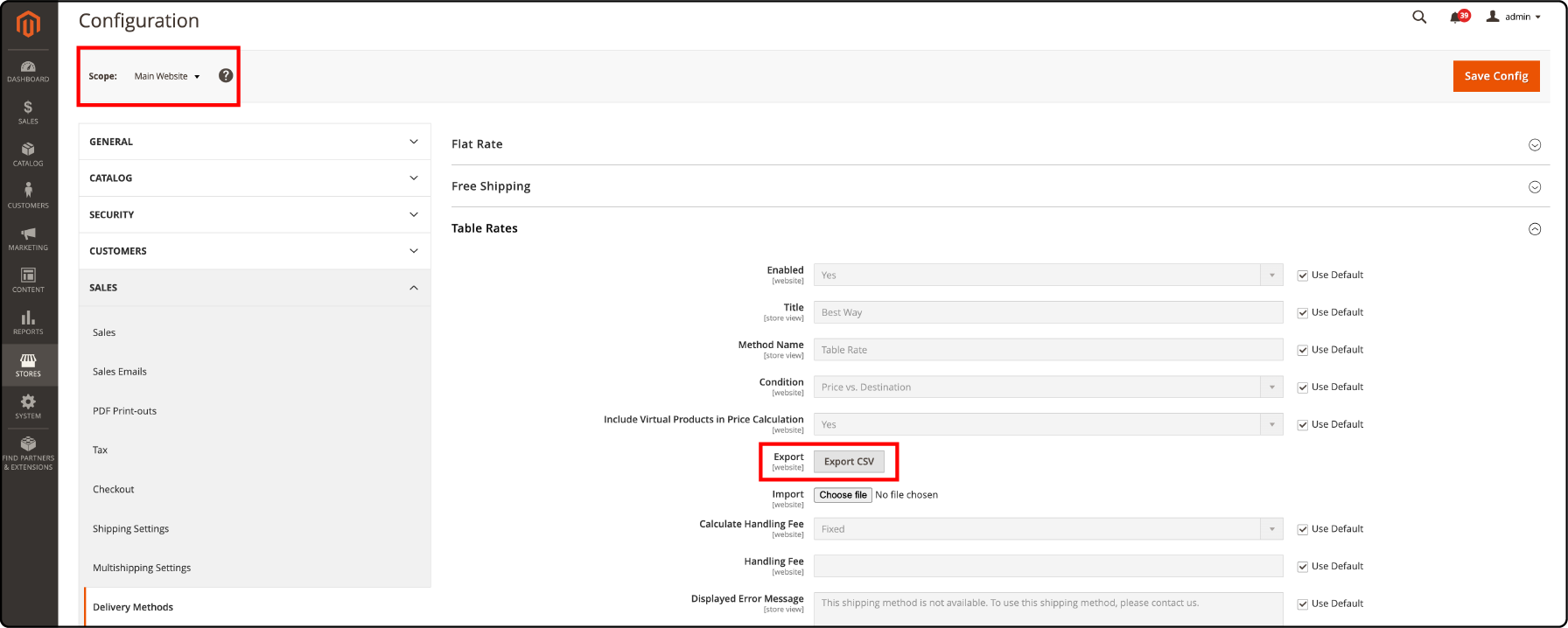 Exporting CSV file for Magento 2 table rates preparation