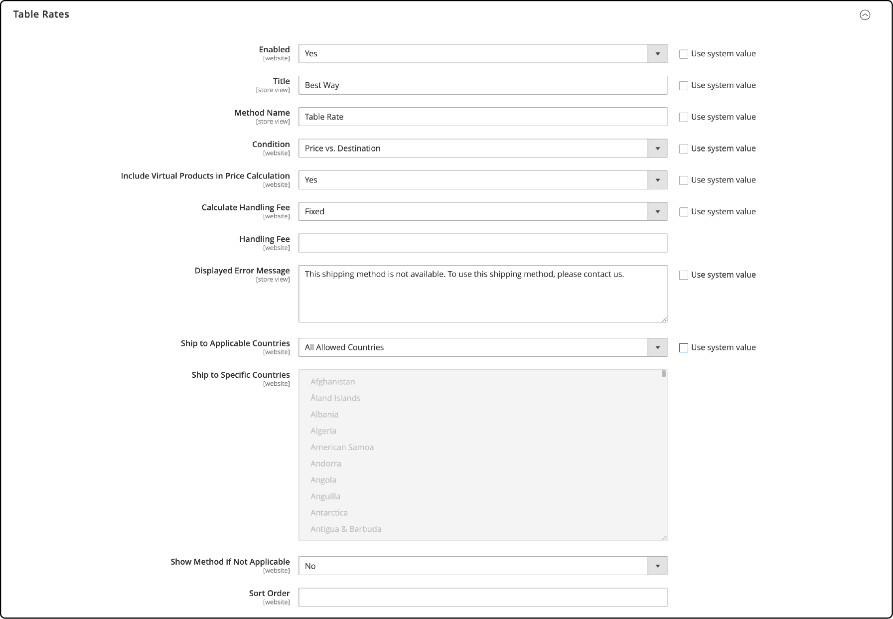 Steps to configure Magento 2 table rates for reducing shopping cart abandonments