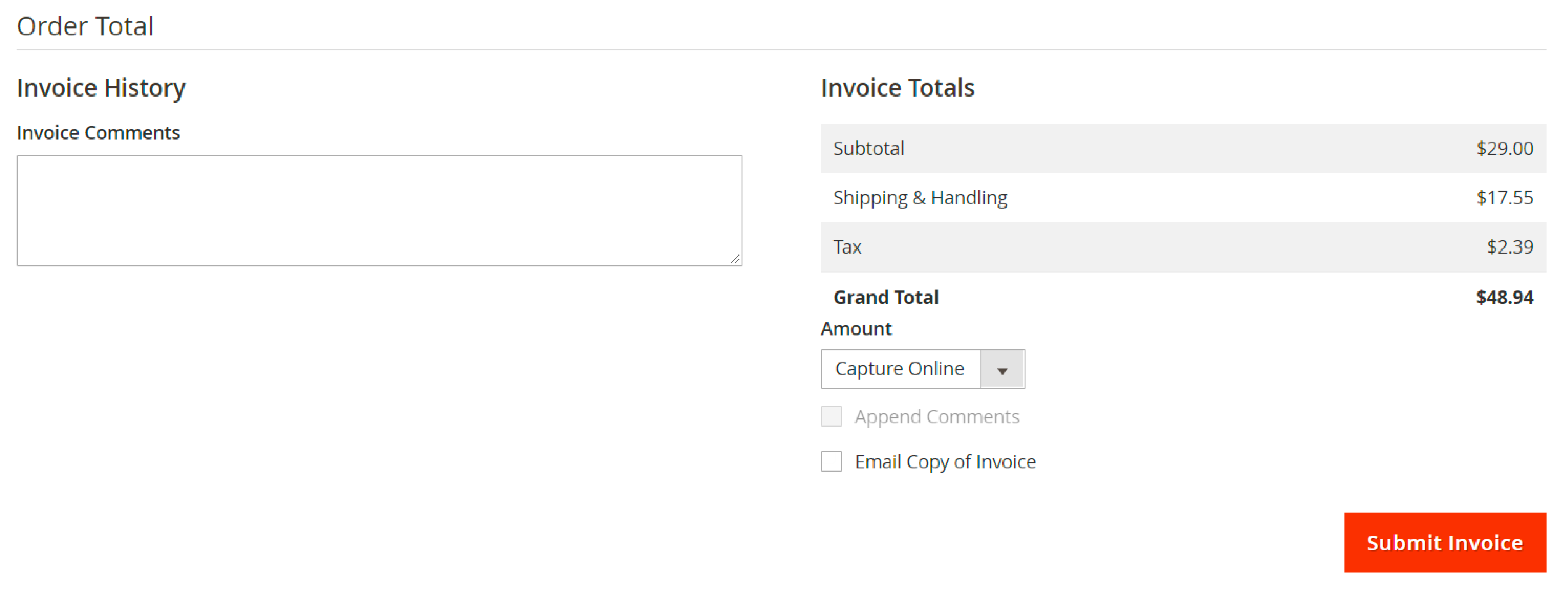 Screenshot of Sending Invoices in Magento 2