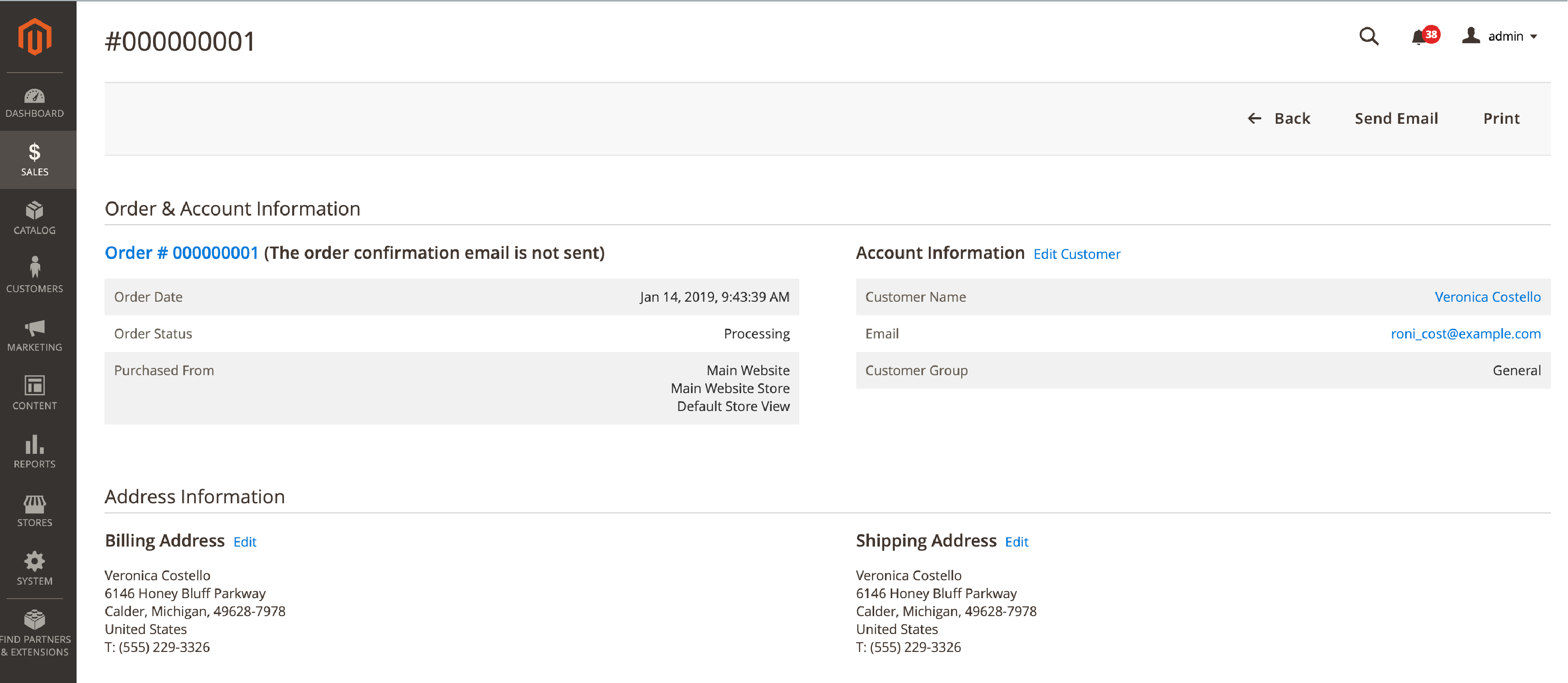 Screenshot of PDF Invoice in Magento 2