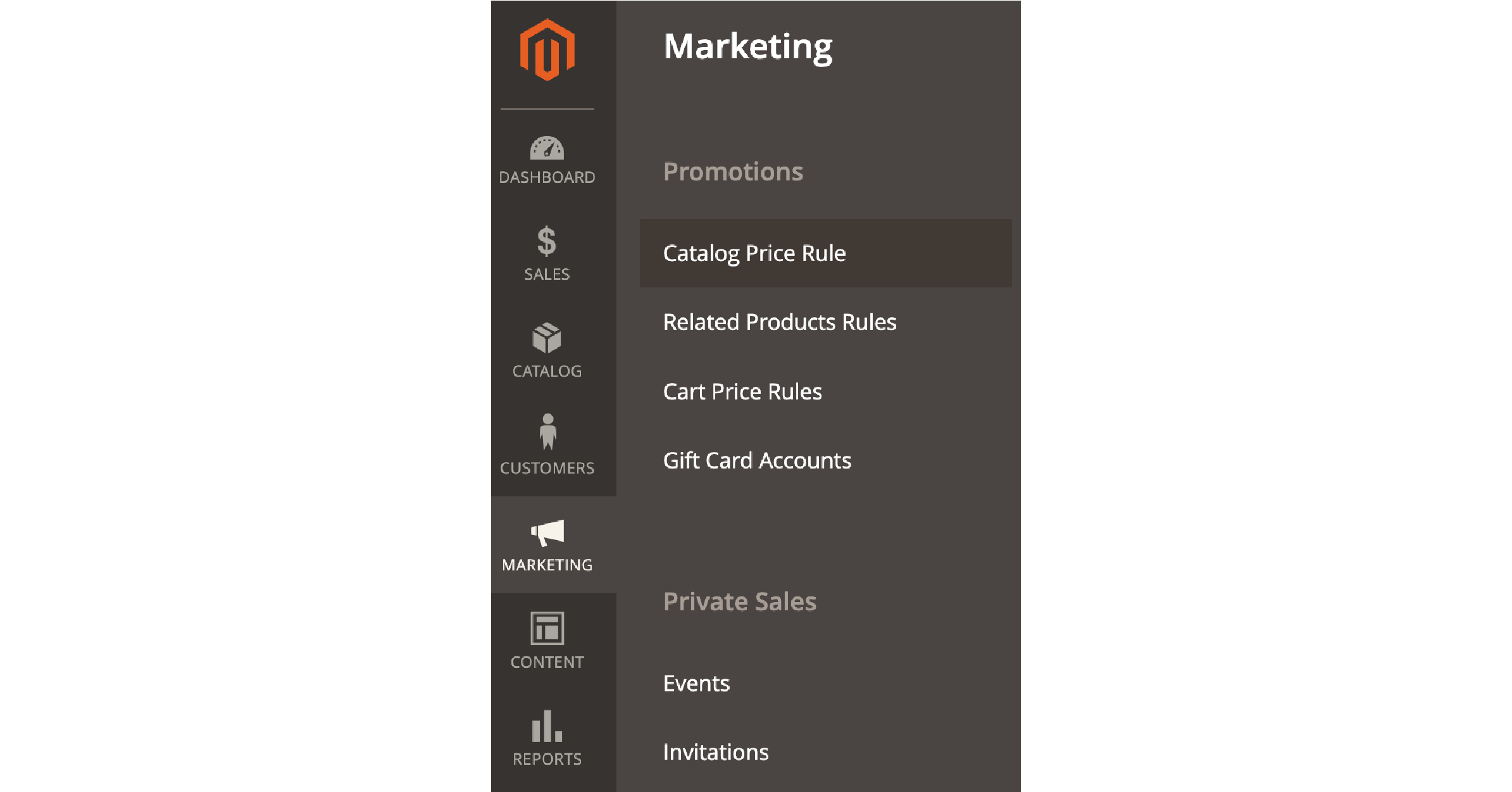 Step-by-step navigation interface for creating a new catalog price rule in Magento 2