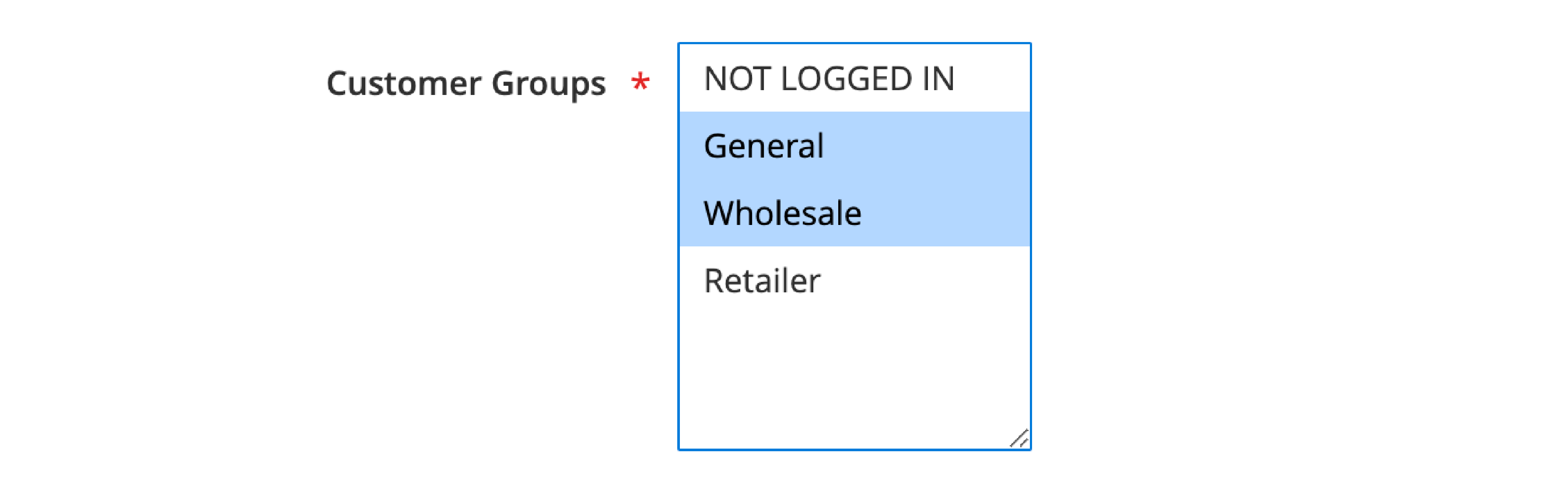 Screenshot of applying cart price rules to specific customer groups