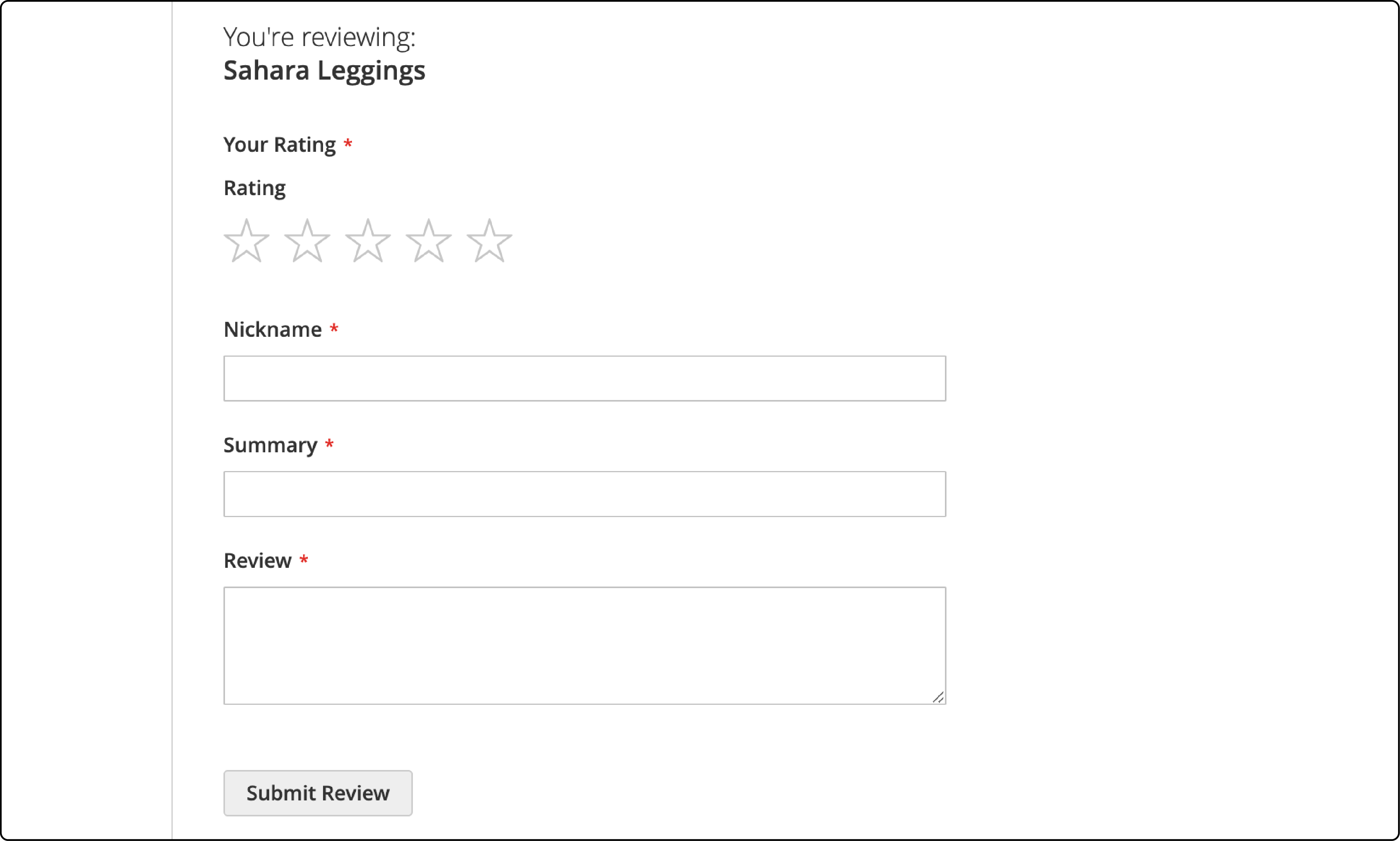Collecting and displaying customer reviews on an ecommerce site