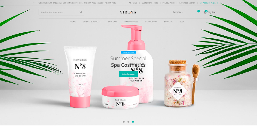 Sirena, a Magento theme designed for modern and luxurious online stores