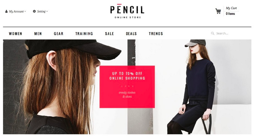 Ves Pencil, a creative Magento theme for fashion and accessories stores