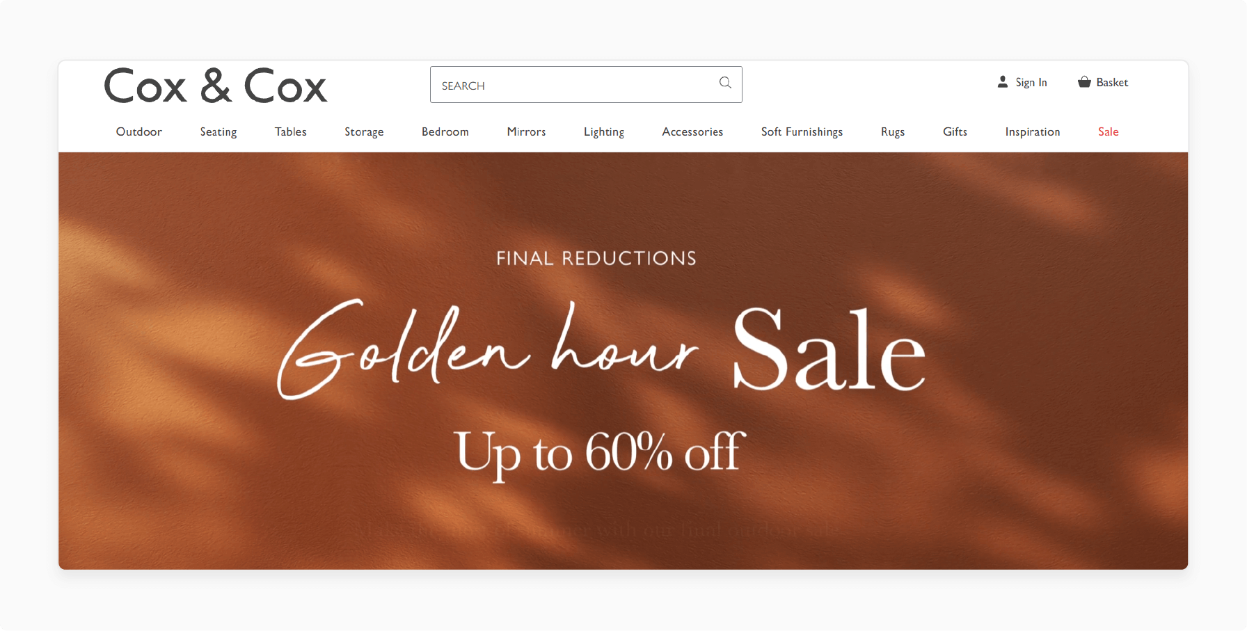 Cox &amp; Cox's Magento eCommerce site showcasing home and garden items