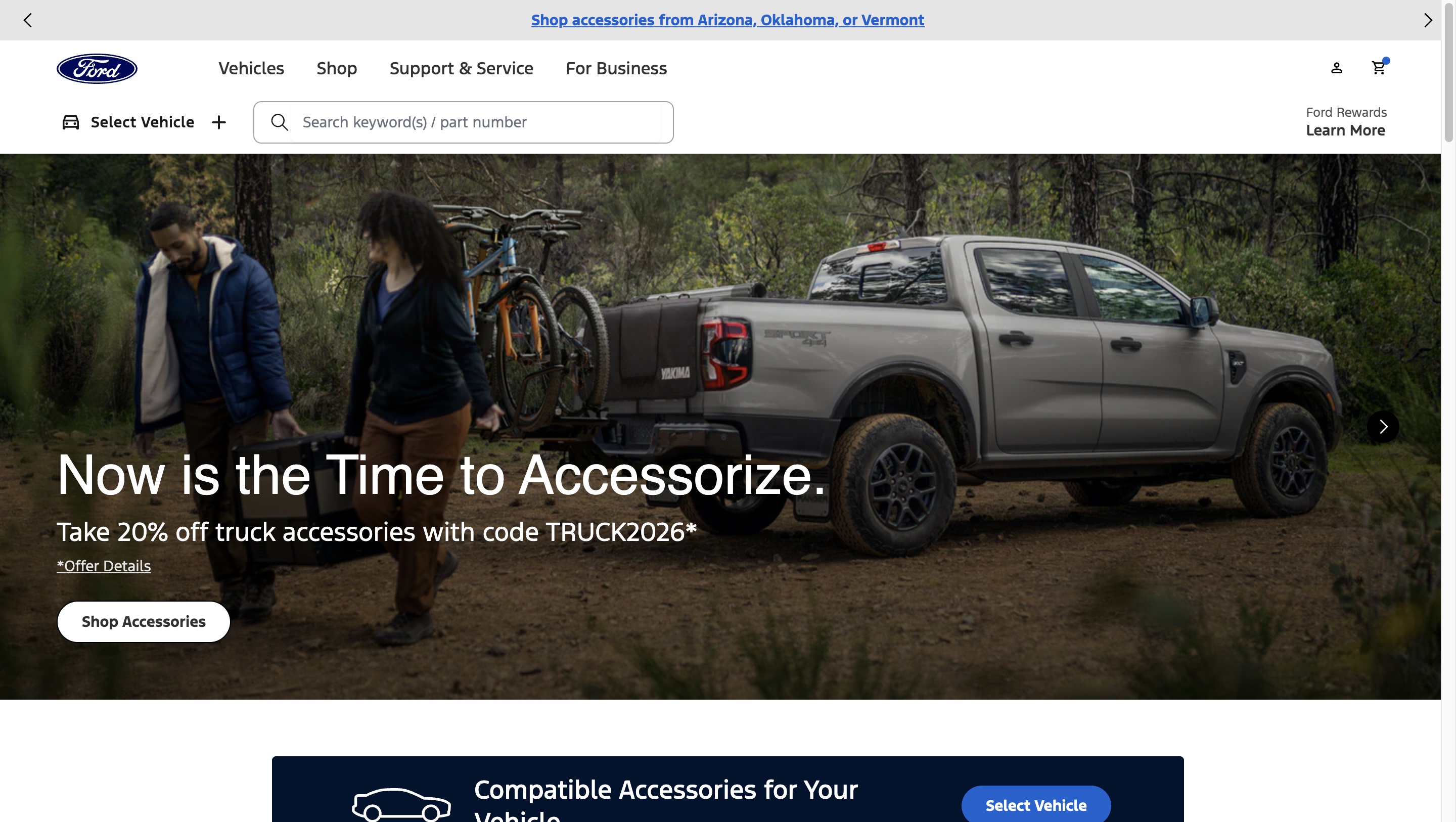 Ford accessories eCommerce store on Magento with vehicle-specific search