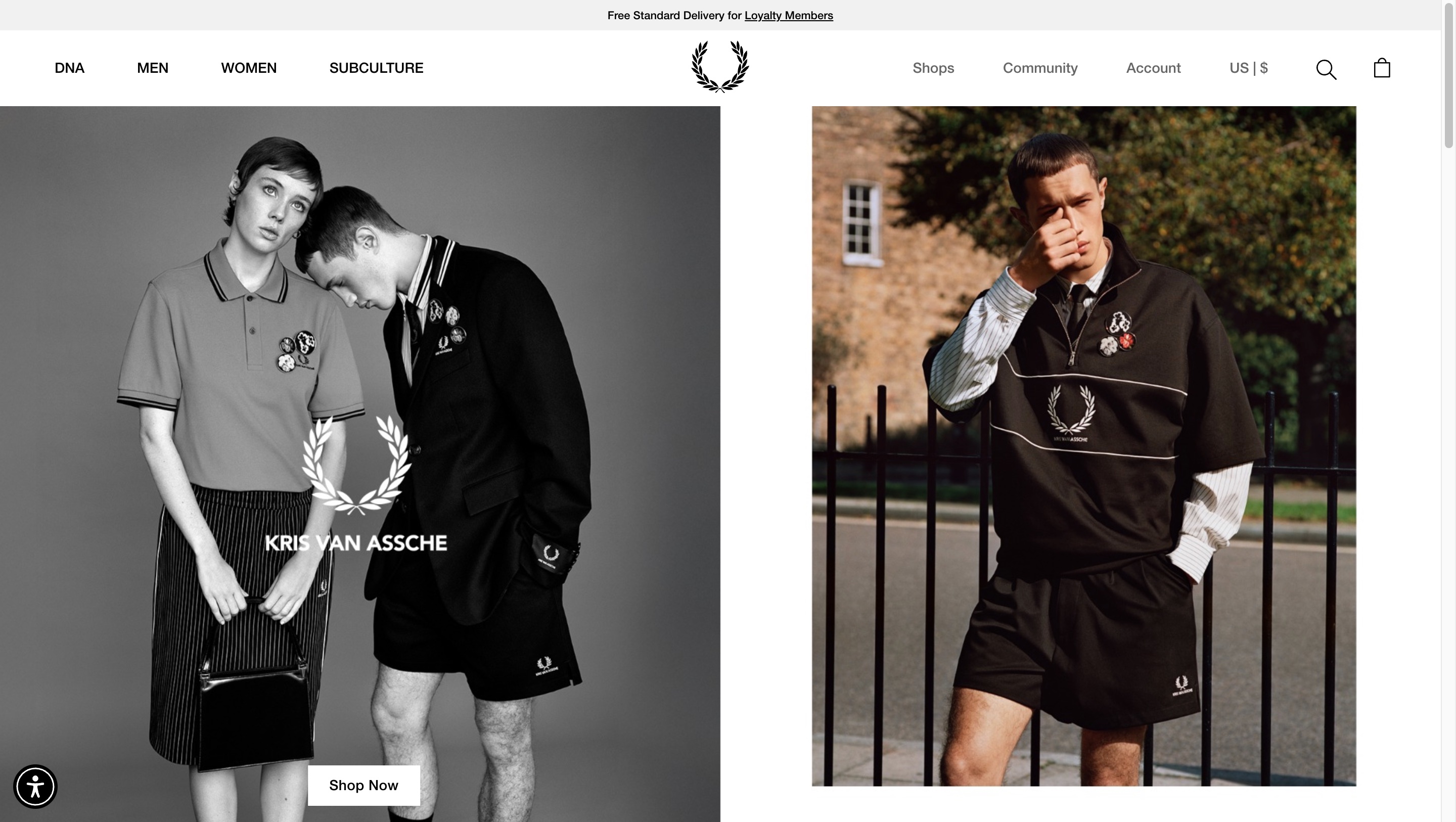 Fred Perry eCommerce store on Adobe Commerce displaying sportswear and casual wear