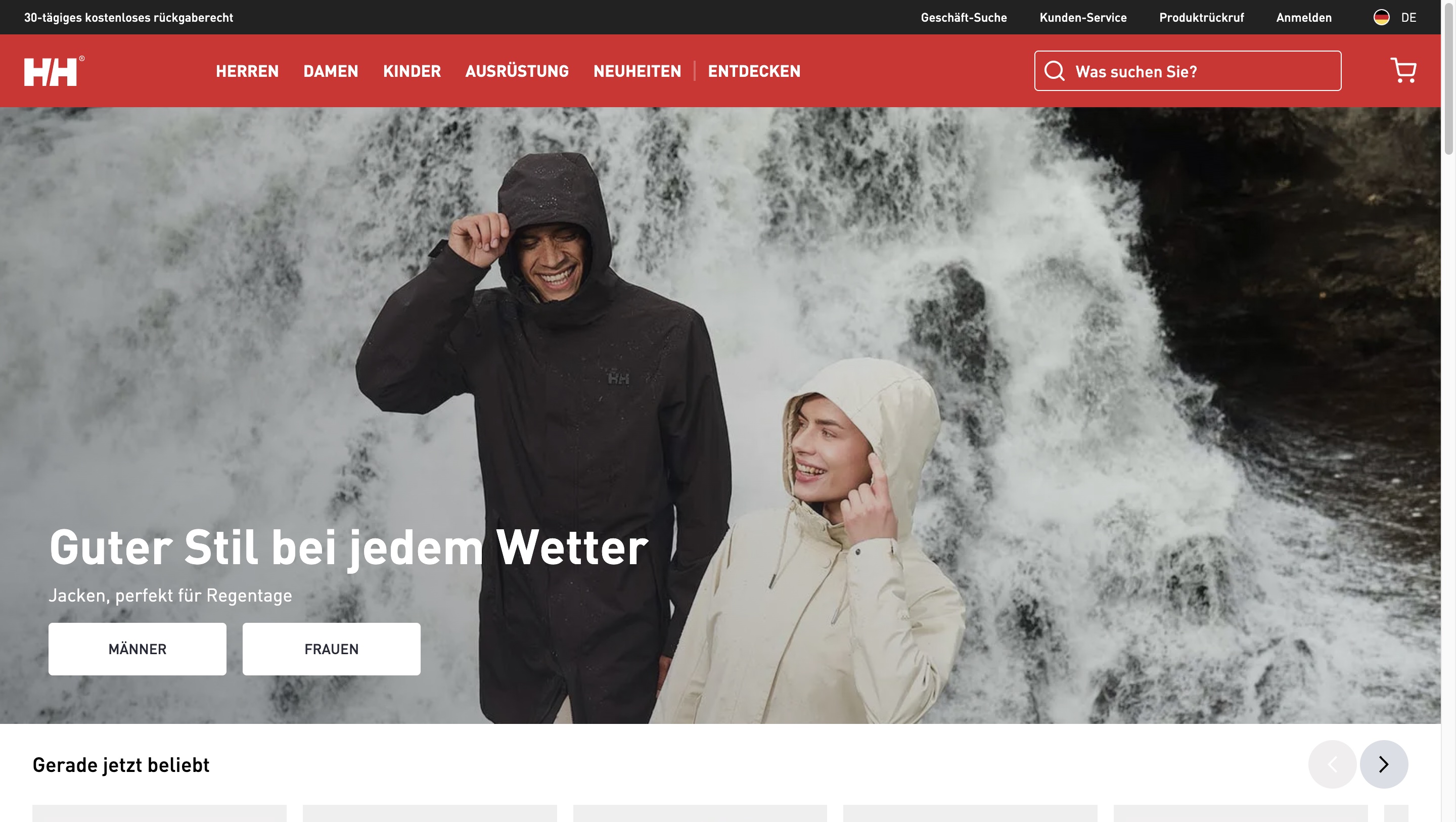 Helly Hansen eCommerce store on Adobe Commerce Cloud showcasing outdoor gear